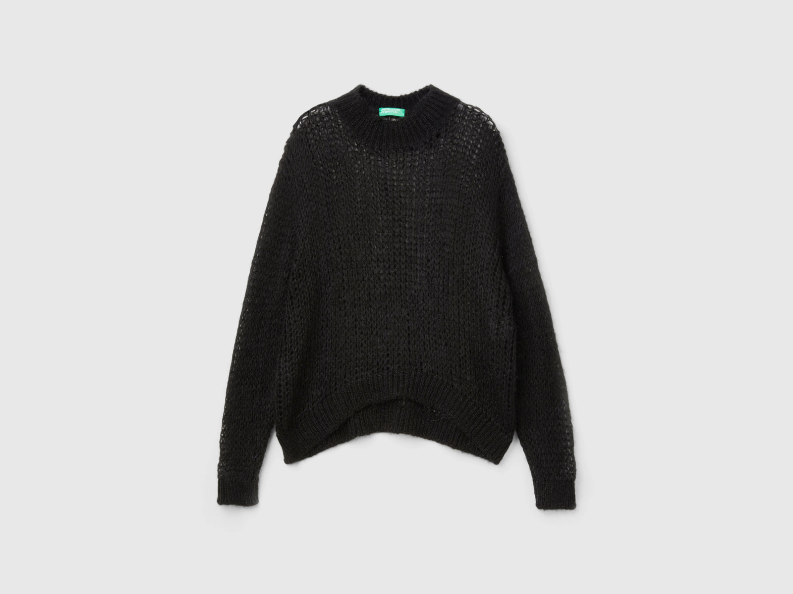 Mohair blend mesh turtleneck da donna nero | Benetton Outlet