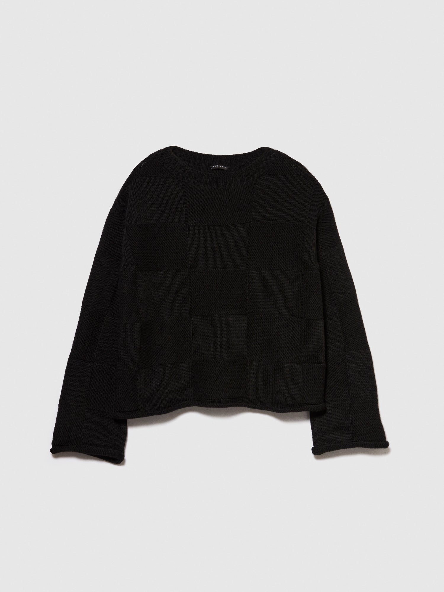 Maglia lavorata con quadri da donna nero | Sisley Outlet