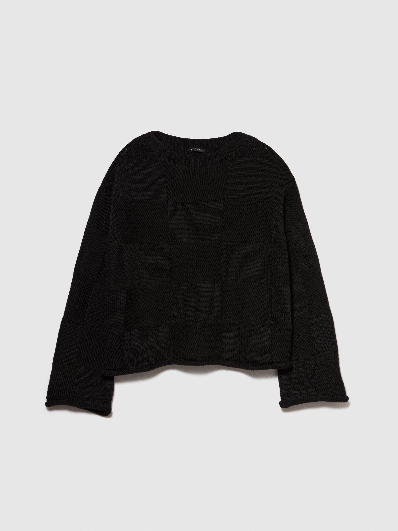 Maglia lavorata con quadri da donna nero | Sisley Outlet