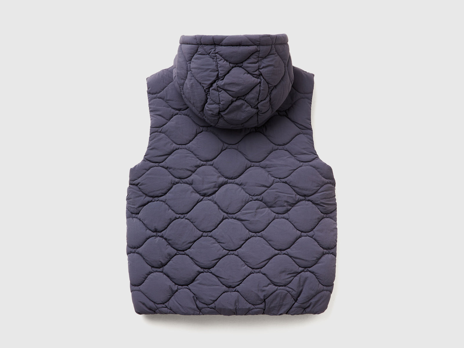 Gilet imbottito con cappuccio da bambina avio 2 | Benetton Outlet