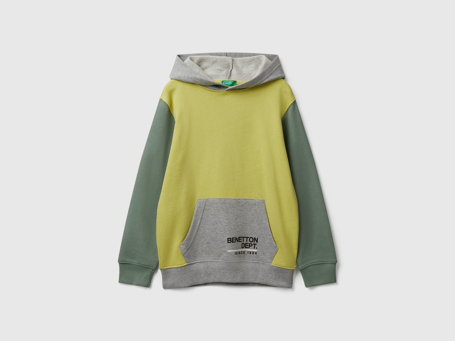 Felpa con cappuccio in cotone da bambino verde oliva | Benetton Outlet