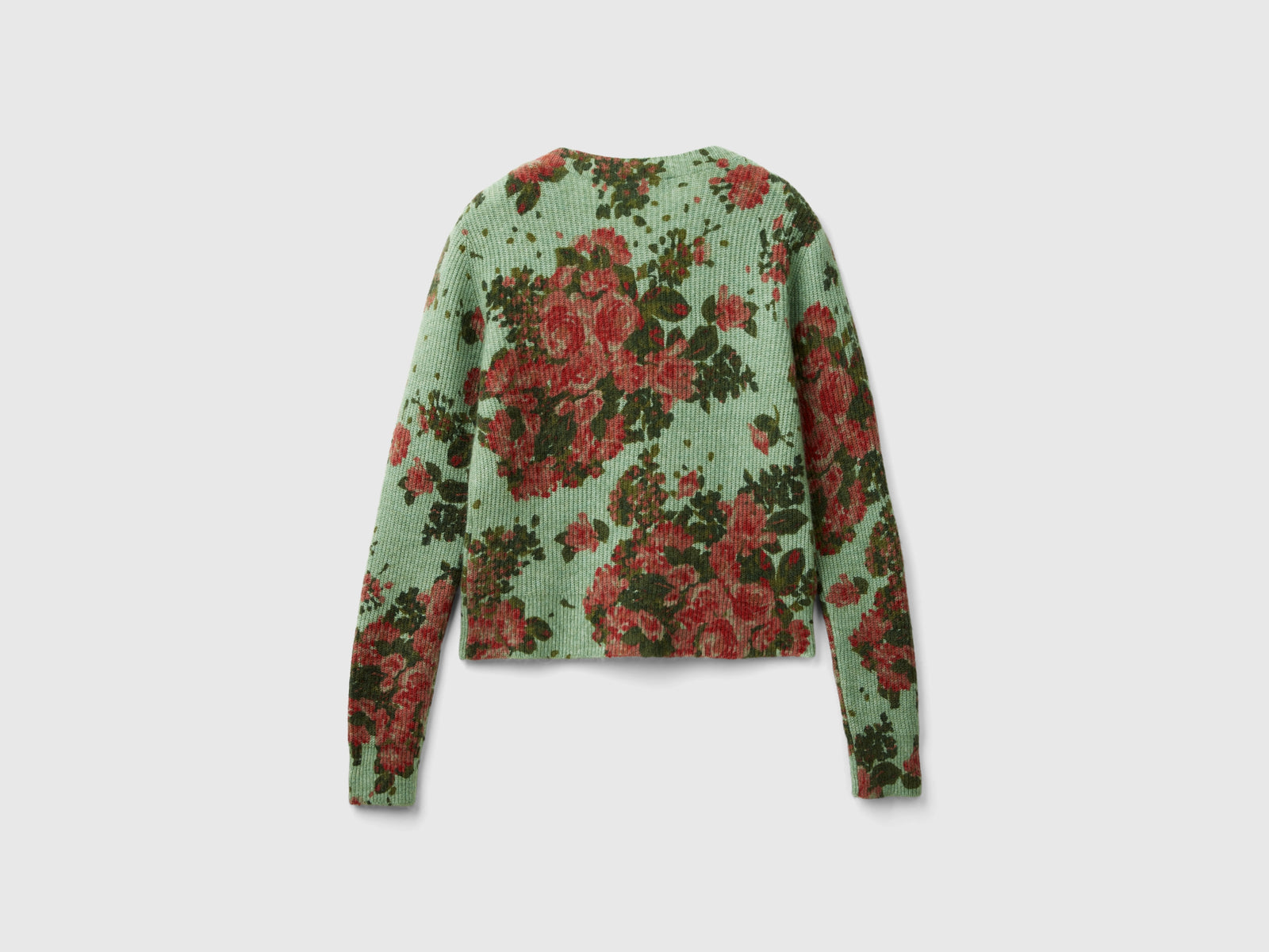 Cardigan  floreale in filato riciclato da donna verde chiaro 2 | Benetton Outlet