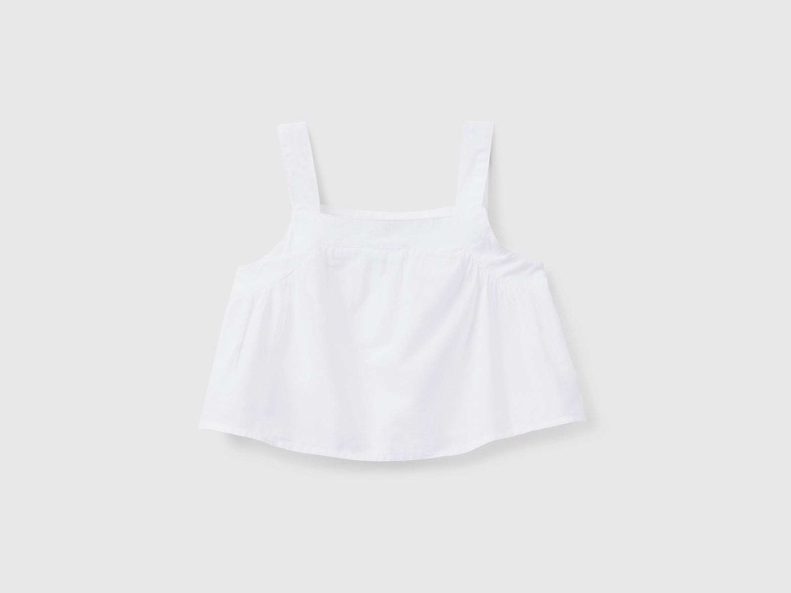 Top corto foderato in tessuto leggero di puro cotone da bimba bianco 2 | Benetton Outlet