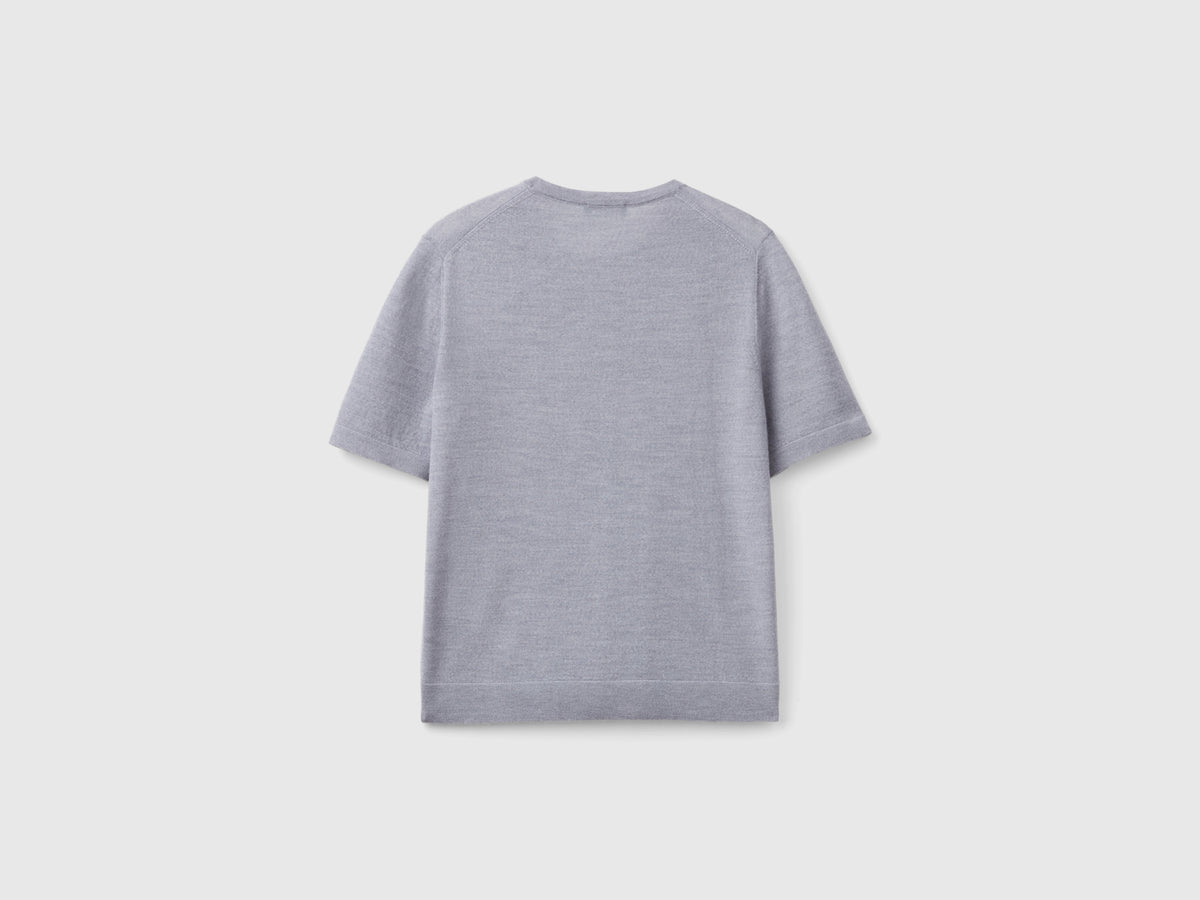 Maglia manica corta in pura lana Merino