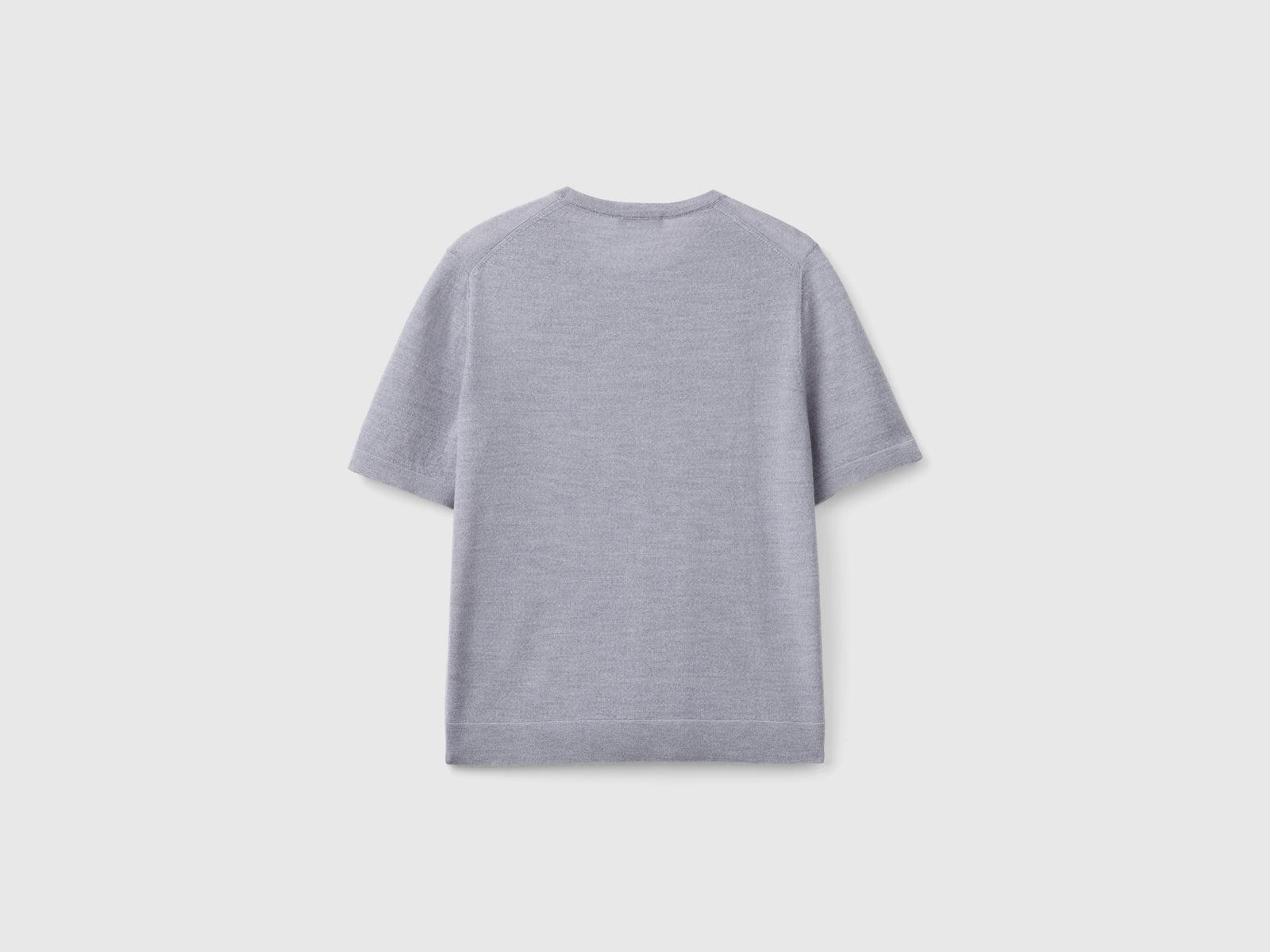 Maglia manica corta in pura lana Merino da donna grigio chiaro 2 | Benetton Outlet