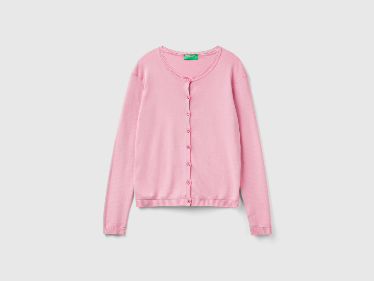 Cardigan girocollo in puro cotone