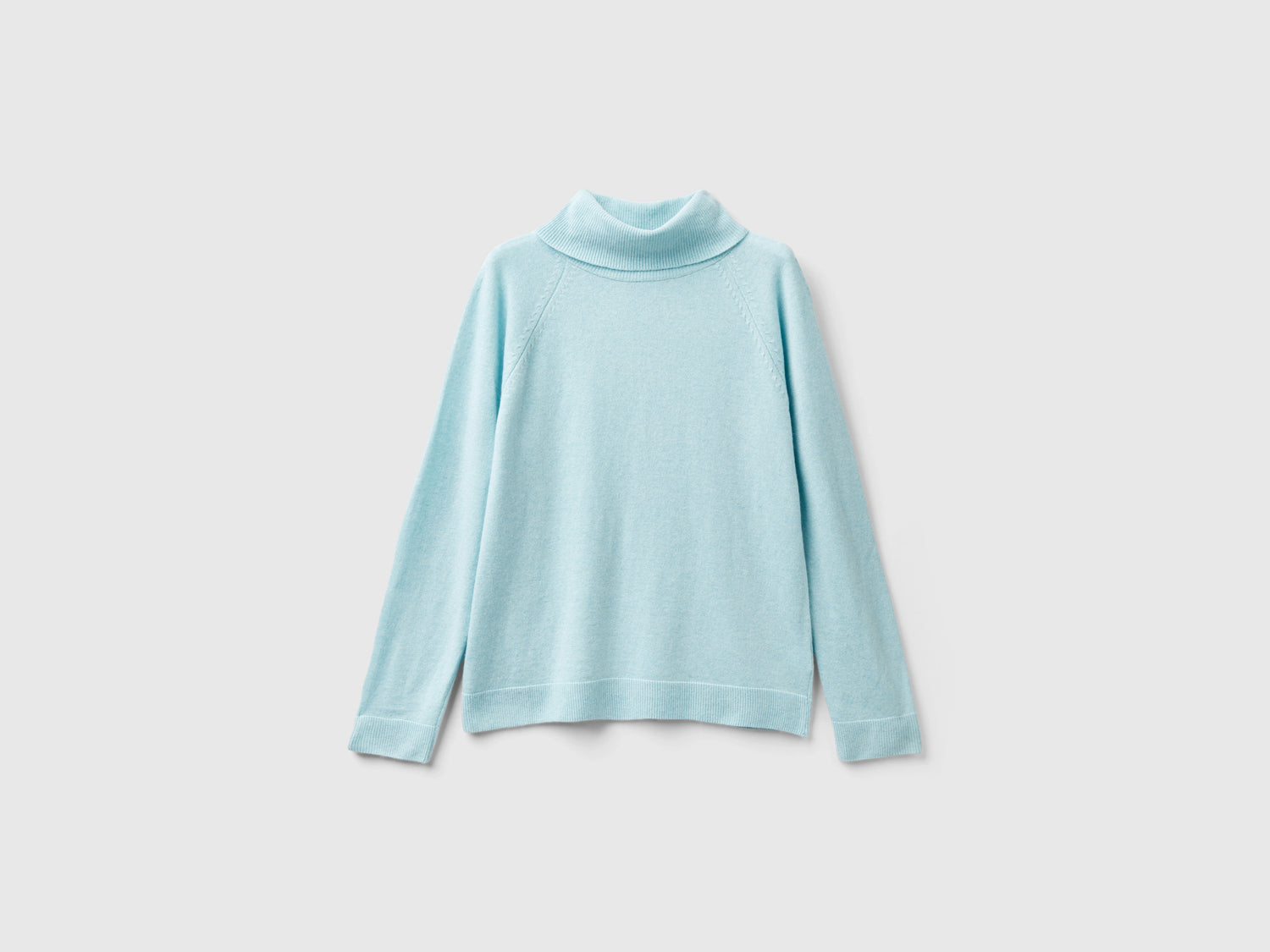 Maglione dolcevita verde acqua chiaro in misto lana e cashmere da donna azzurro | Benetton Outlet