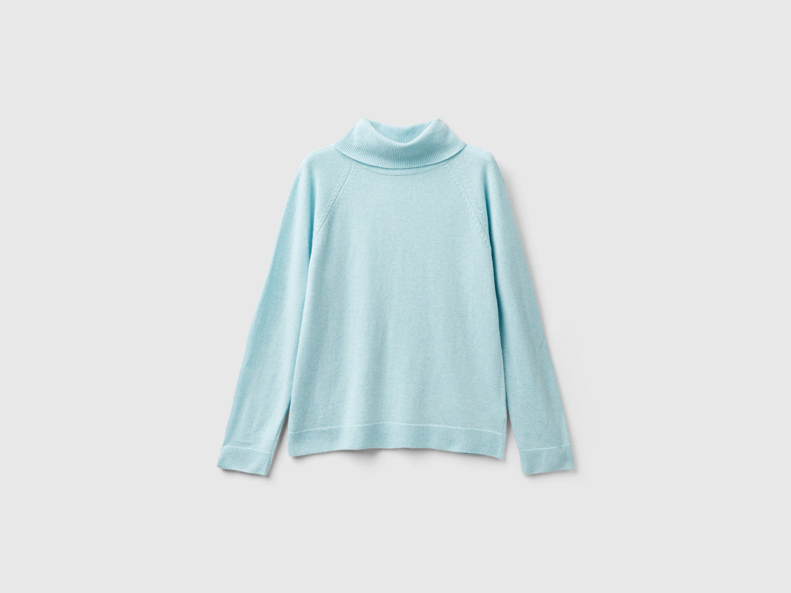 Maglione dolcevita verde acqua chiaro in misto lana e cashmere da donna azzurro | Benetton Outlet