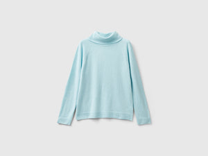 Maglione dolcevita verde acqua chiaro in misto lana e cashmere