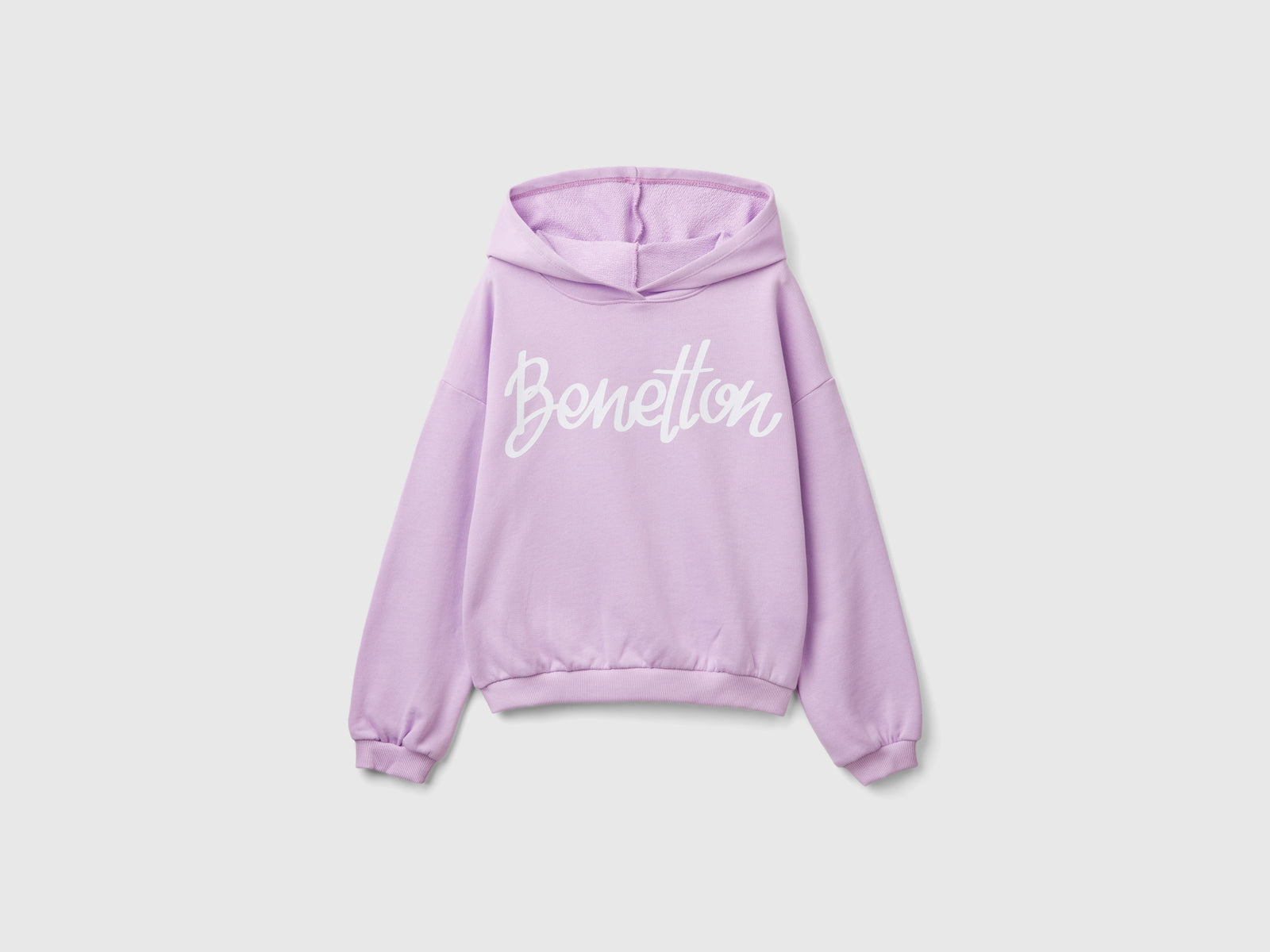 Felpa con cappuccio 100% cotone da bambina lilla | Benetton Outlet