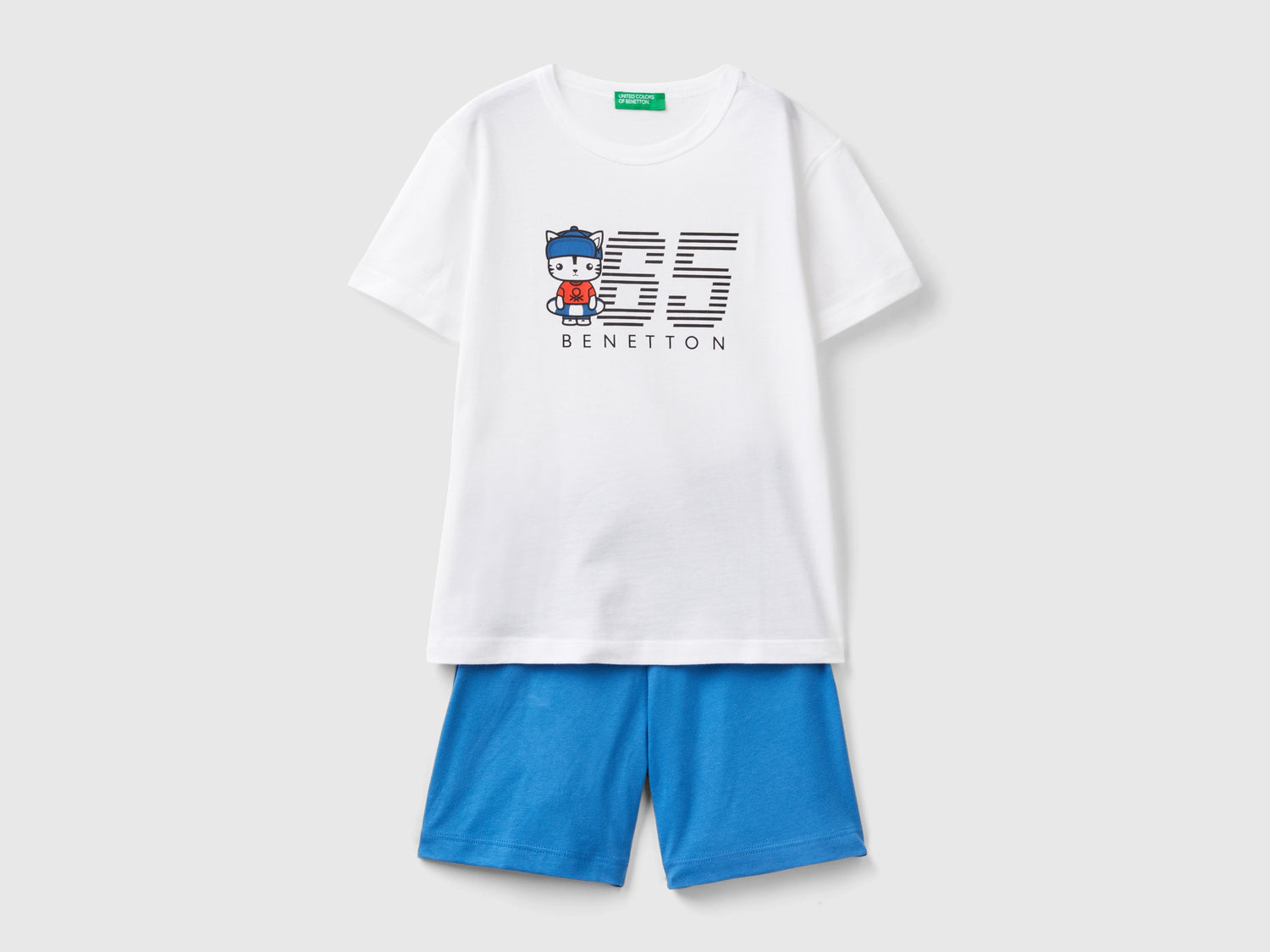 Completo t-shirt e bermuda 100% cotone da bimbo bianco | Benetton Outlet