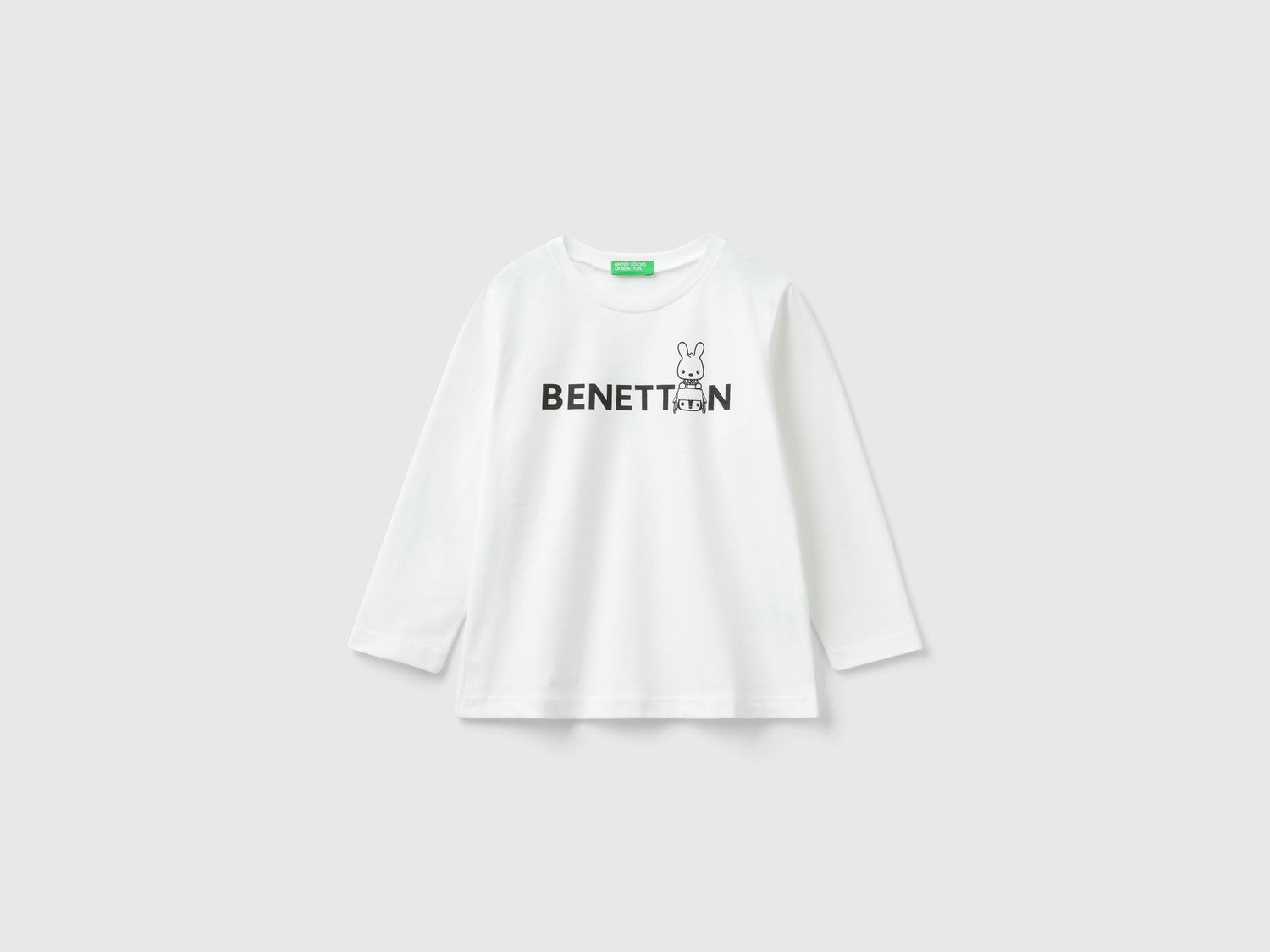 Maglietta girocollo in caldo cotone bio da bimbo bianco | Benetton Outlet