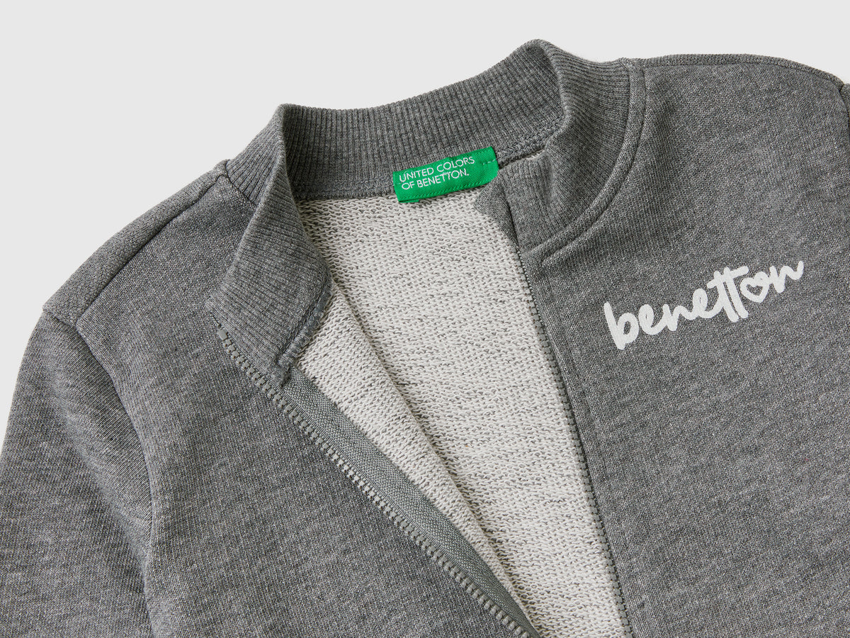 Felpa con zip in cotone bio