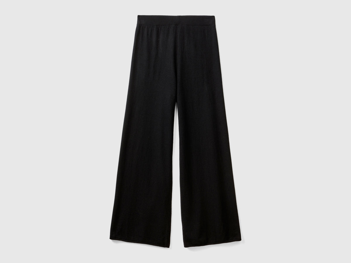 Pantaloni ampi in misto lana e cashmere