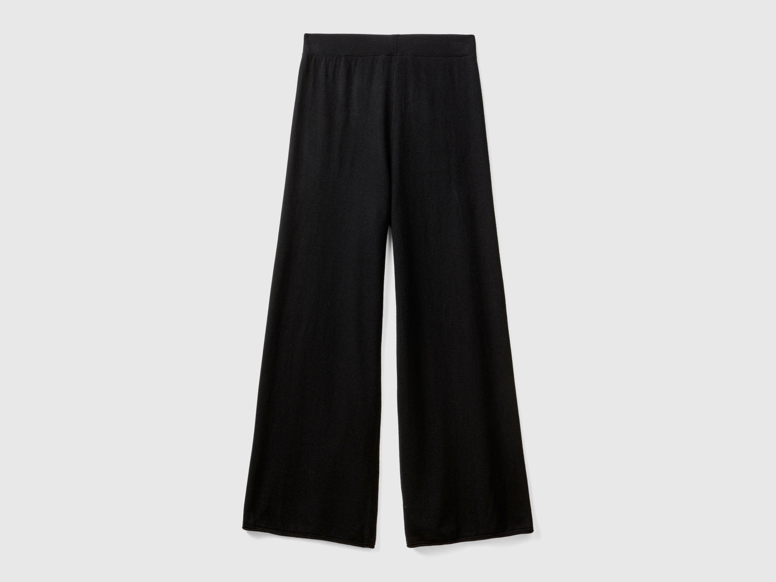 Pantaloni ampi in misto lana e cashmere da donna nero 2 | Benetton Outlet