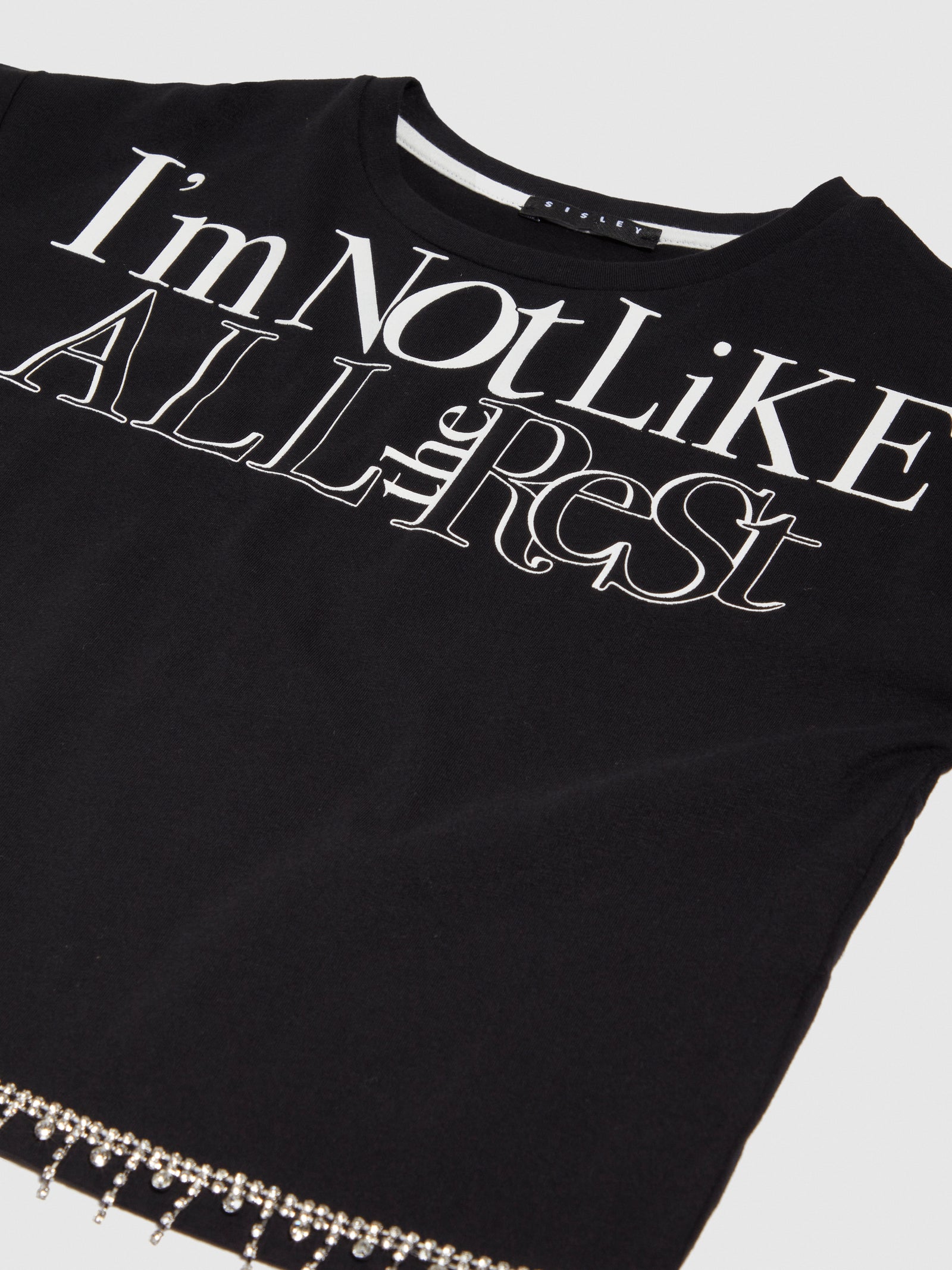 T-shirt con dettaglio gioiello da bambina nero 2 | Sisley young Outlet