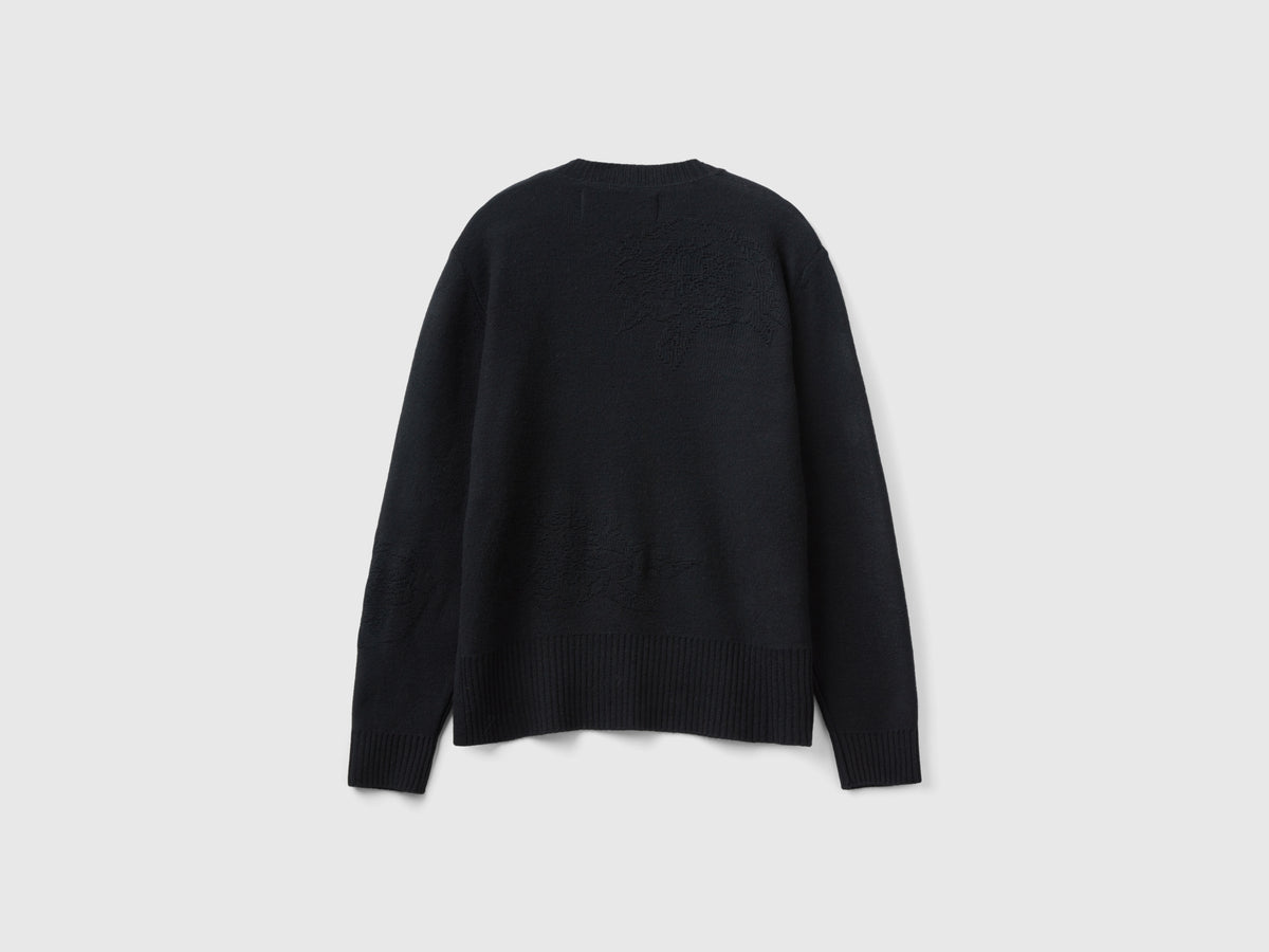 Maglia con disegni floreali in misto cashmere