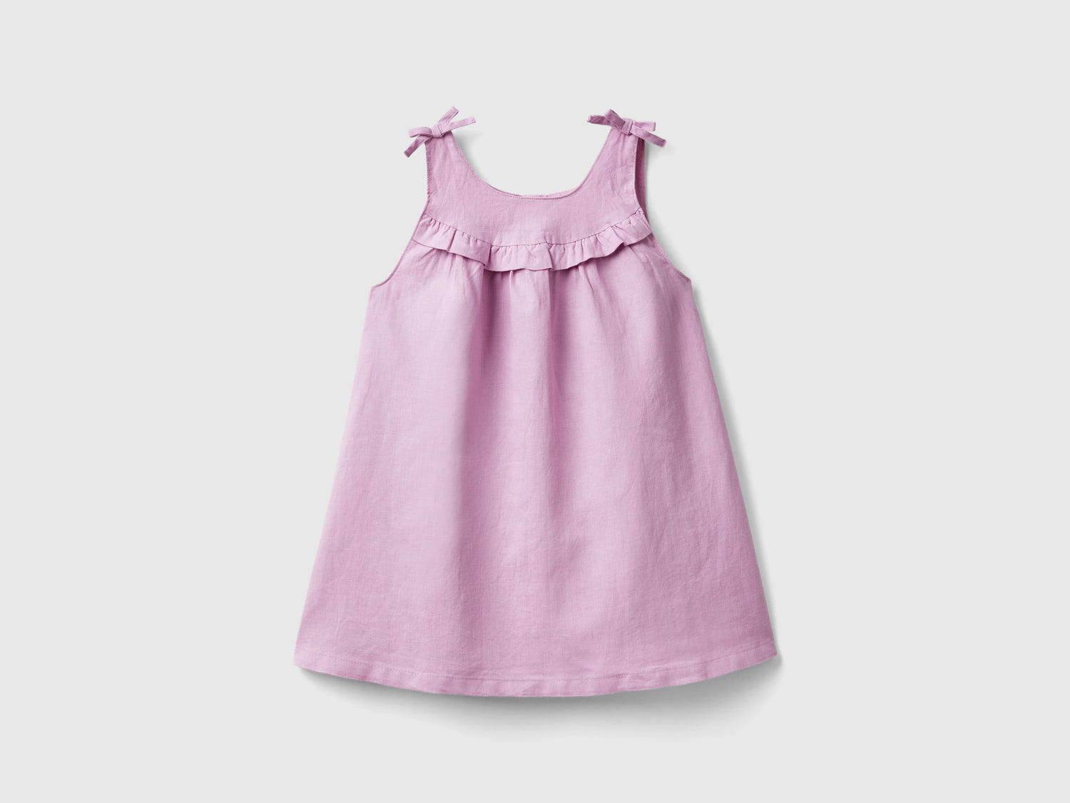 Abito con rouches in misto lino da bimba lilla | Benetton Outlet