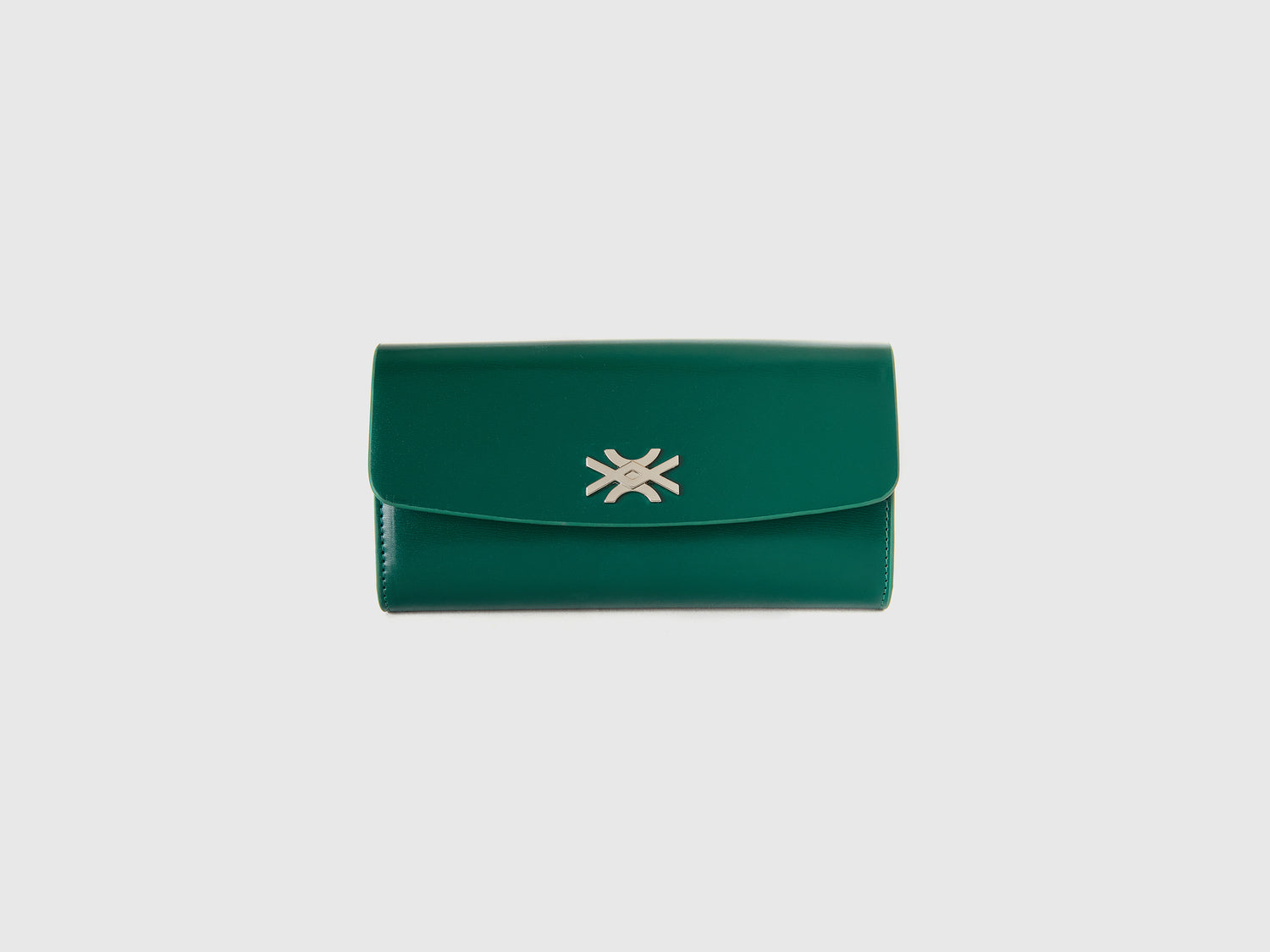 Portafoglio grande effetto vernice da donna verde scuro | Benetton Outlet