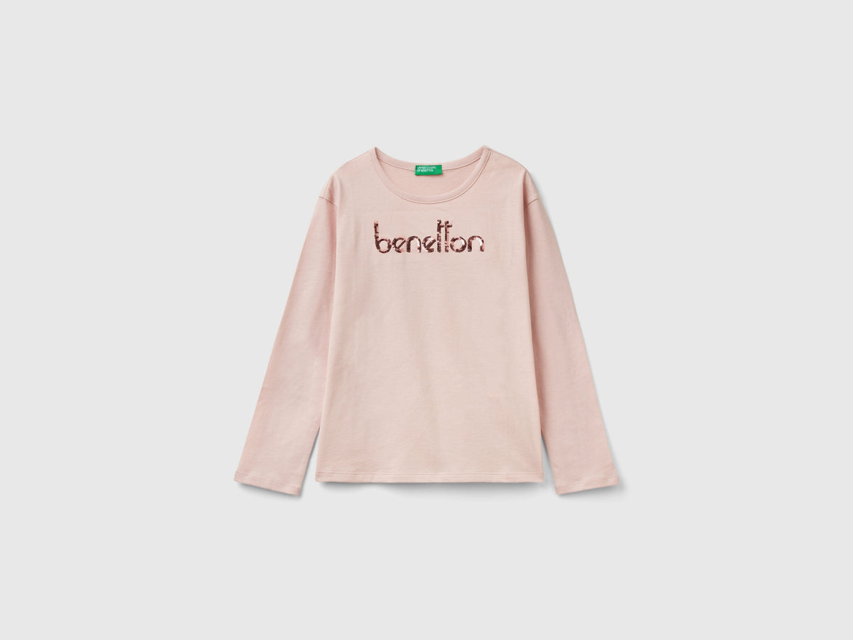 T-shirt in caldo cotone bio con paillettes