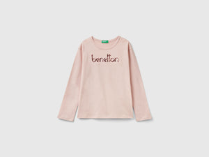 T-shirt in caldo cotone bio con paillettes
