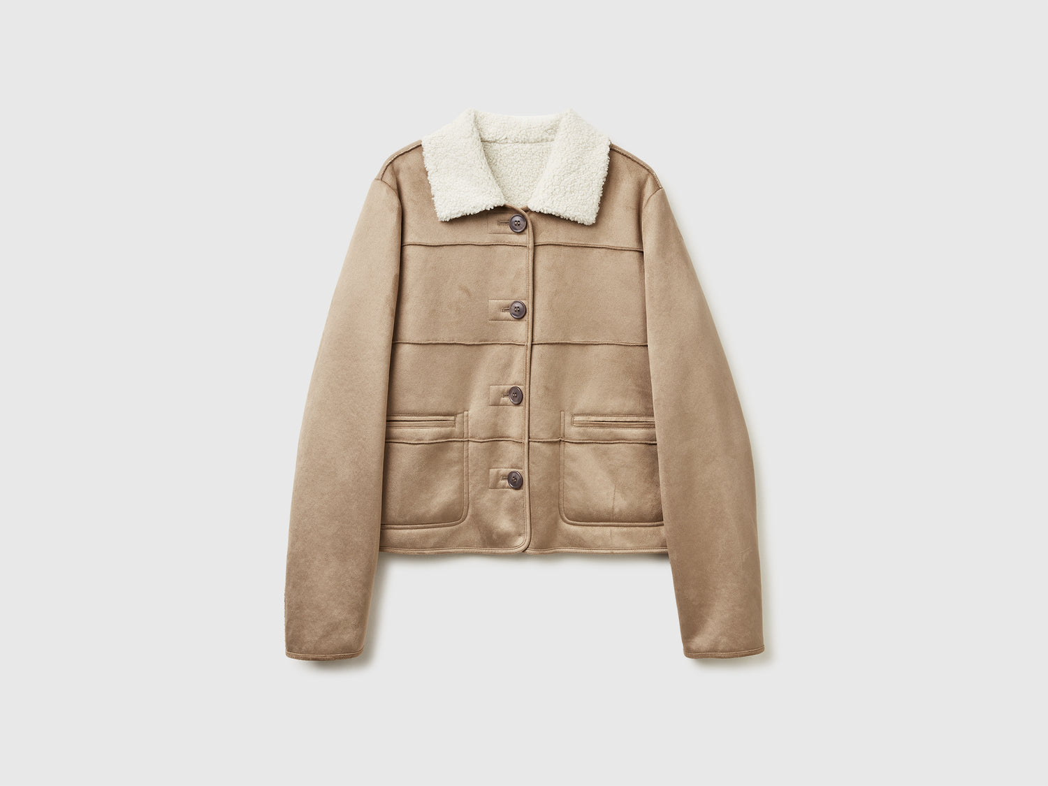 Giaccone effetto scamosciato da donna cammello | Benetton Outlet