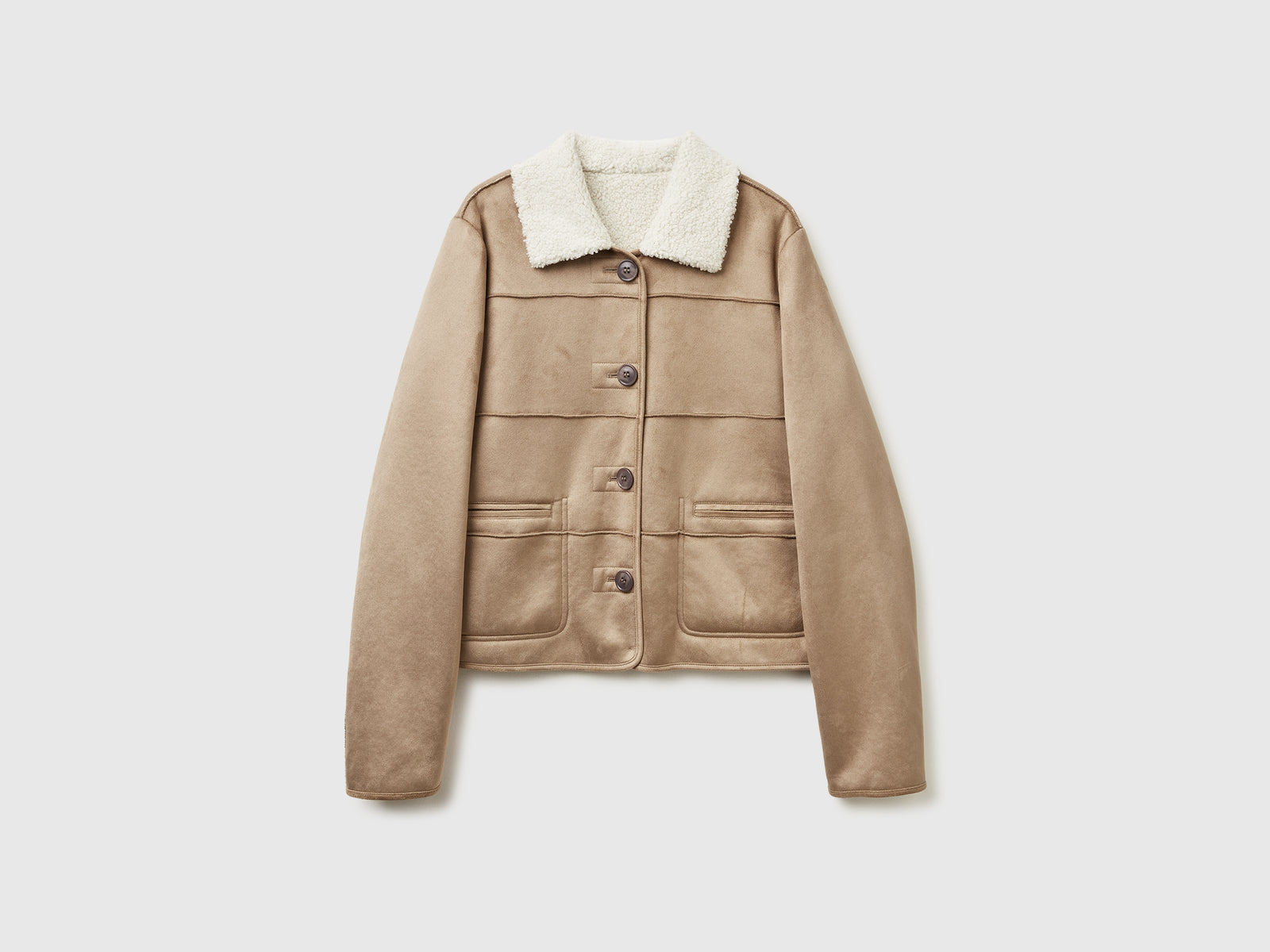 Giaccone effetto scamosciato da donna cammello | Benetton Outlet