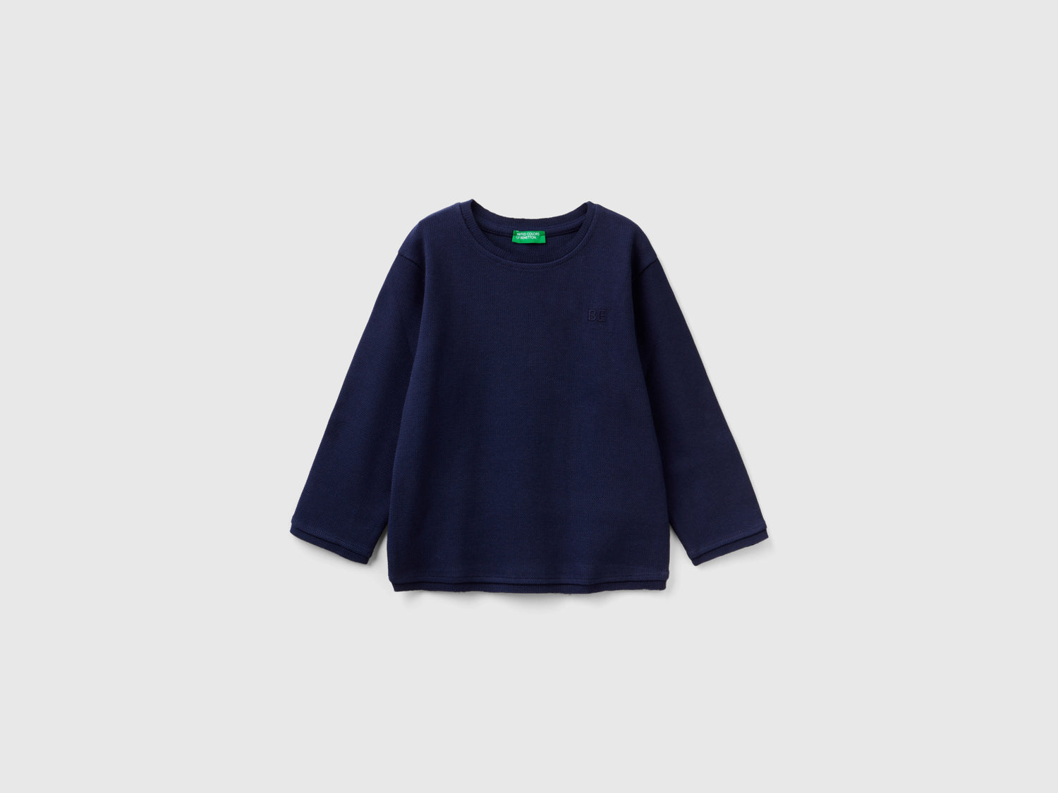 Maglietta con ricamo "BE" da bimbo blu scuro | Benetton Outlet