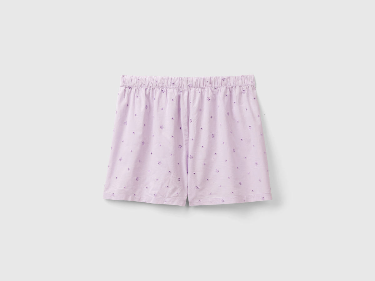 Shorts con ricami sangallo
