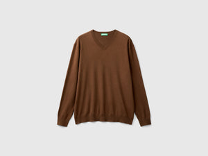 Maglia scollo a V in misto cotone leggero