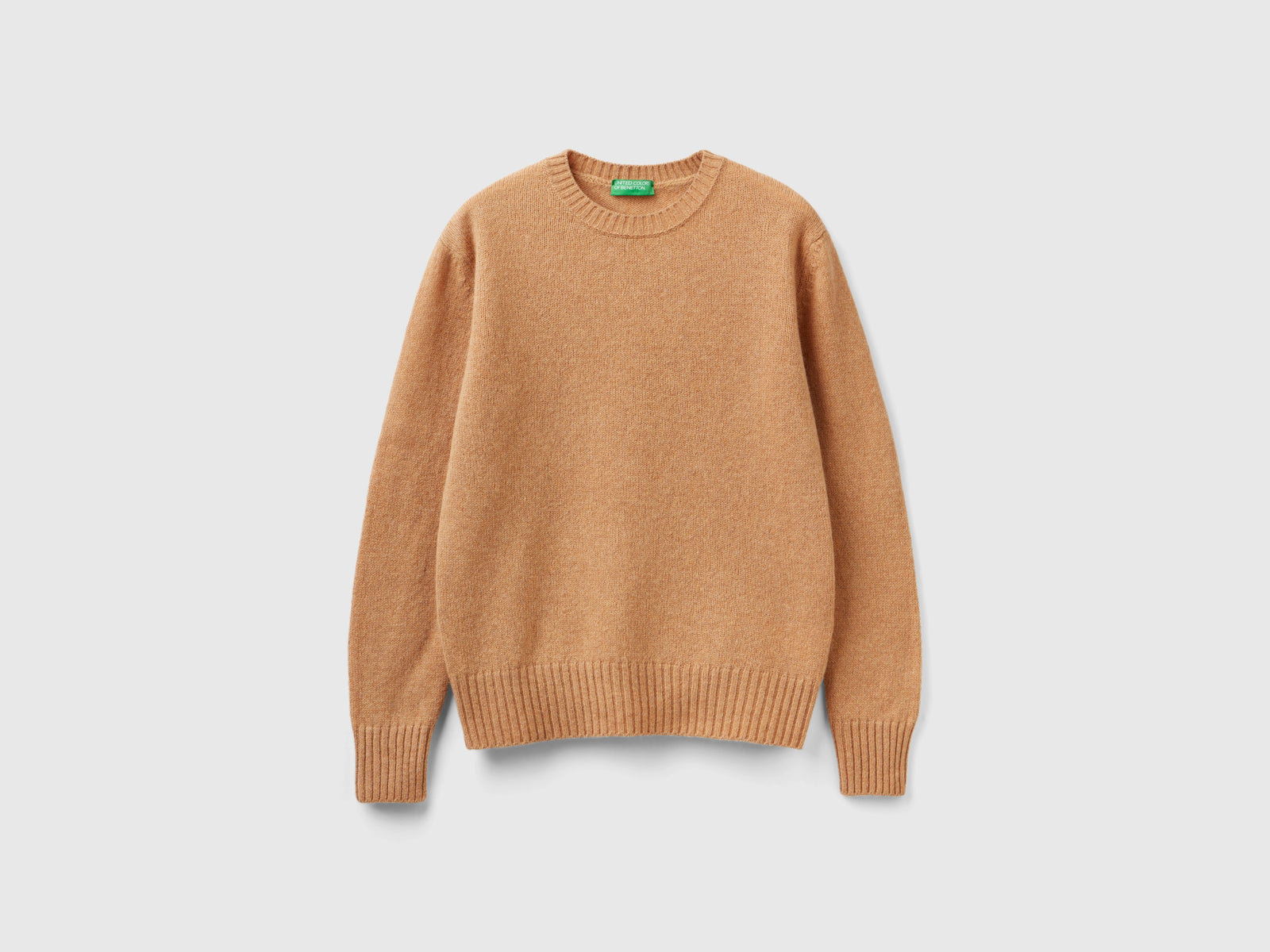 Maglia in pura lana Shetland da donna cammello | Benetton Outlet