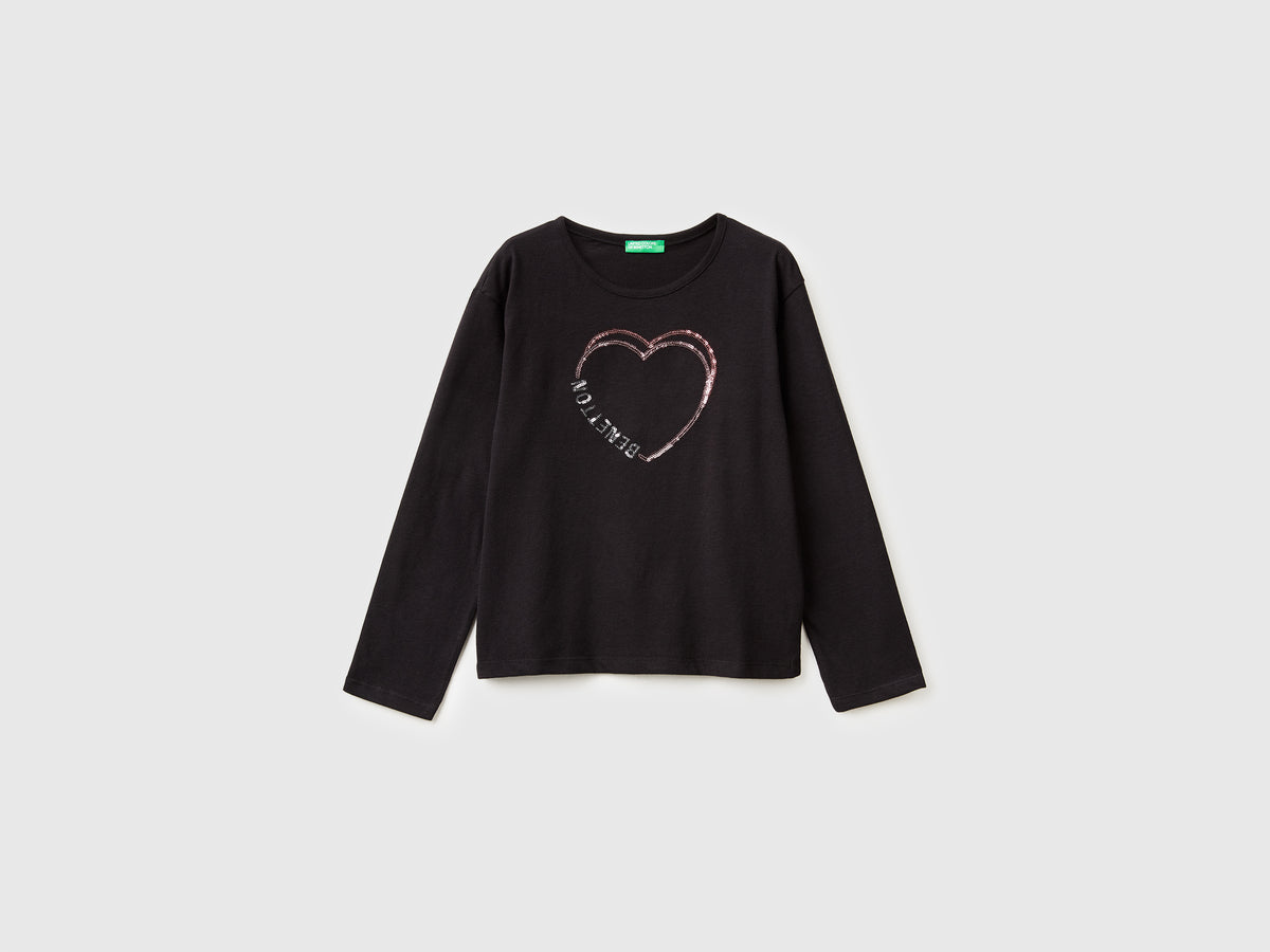 T-shirt in caldo cotone con paillettes