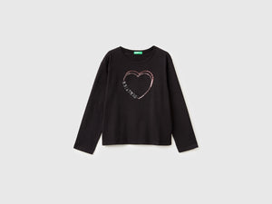 T-shirt in caldo cotone con paillettes