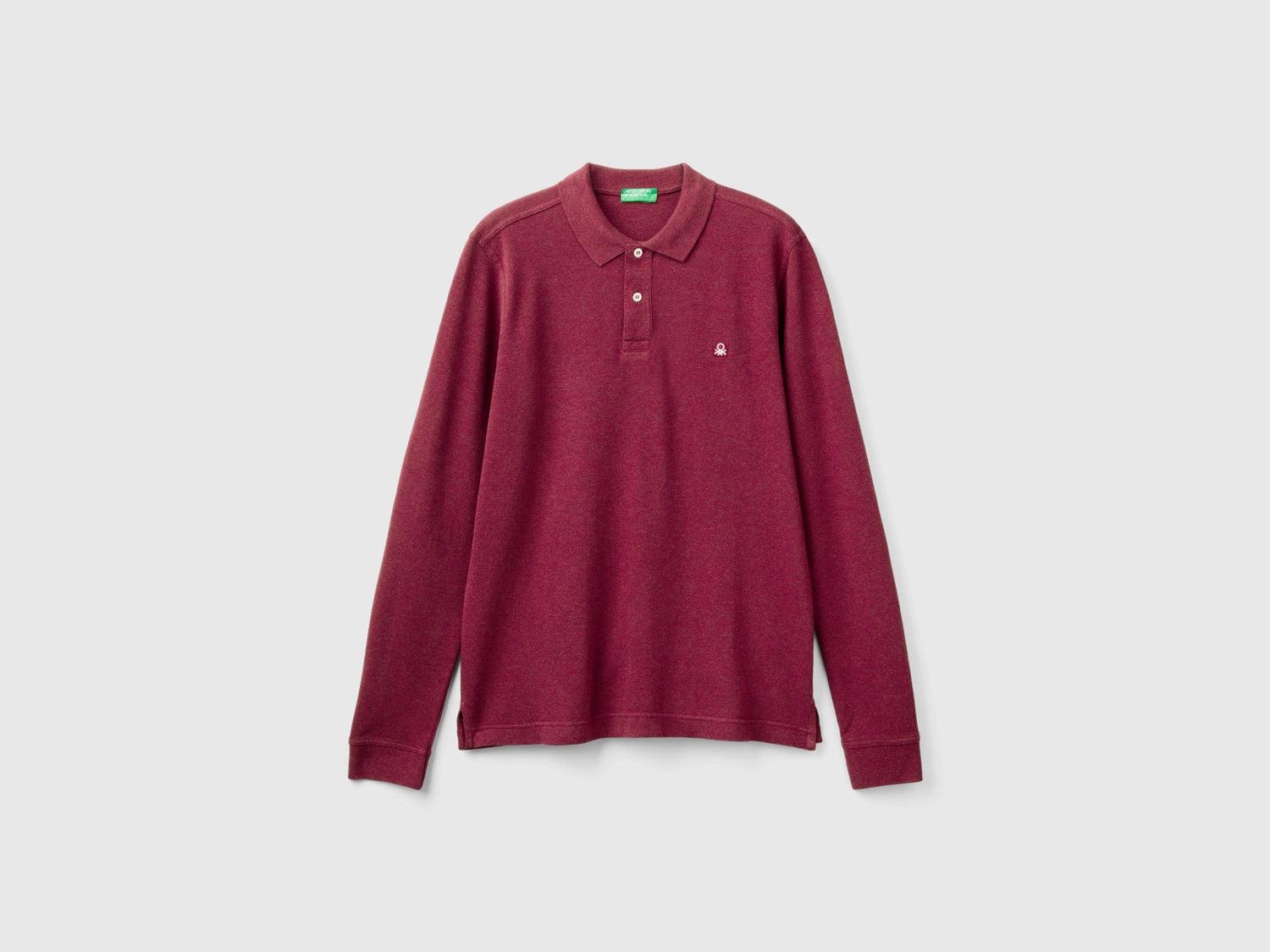 Polo mélange in cotone bio da uomo bordeaux | Benetton Outlet