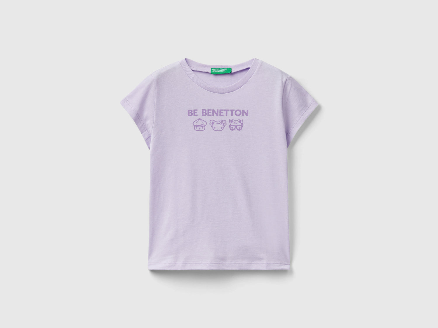 T-shirt 100% cotone con stampa da bimba lilla | Benetton Outlet