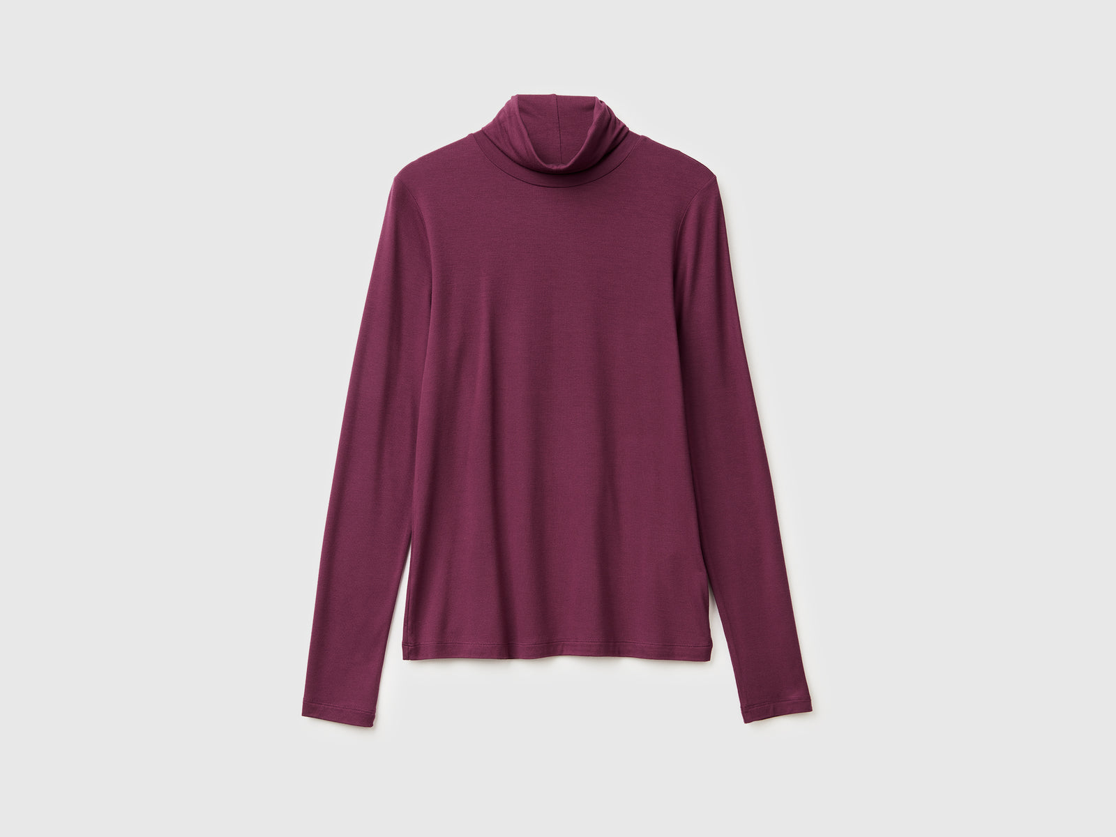 T-shirt lupetto in viscosa stretch da donna prugna | Benetton Outlet