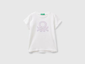 Maglietta con ricamo logo in cotone bio