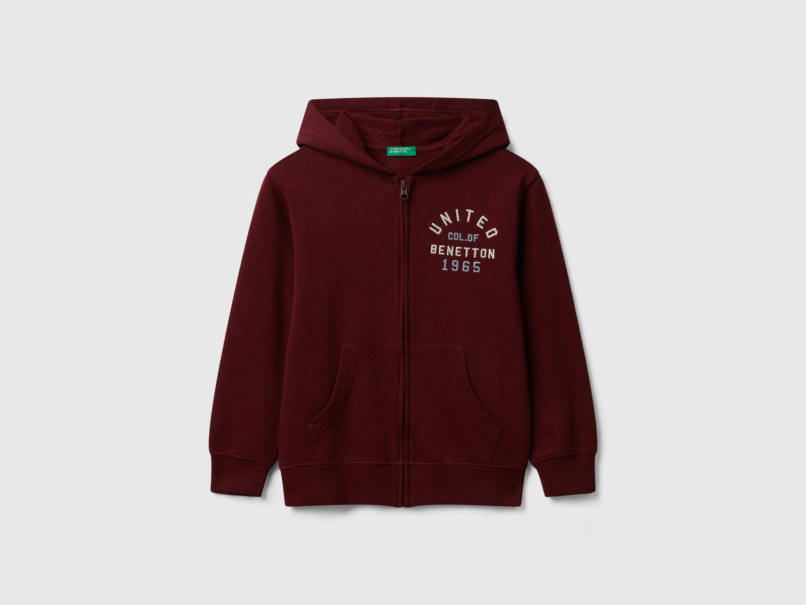 Felpa con zip e cappuccio da bambino bordeaux | Benetton Outlet
