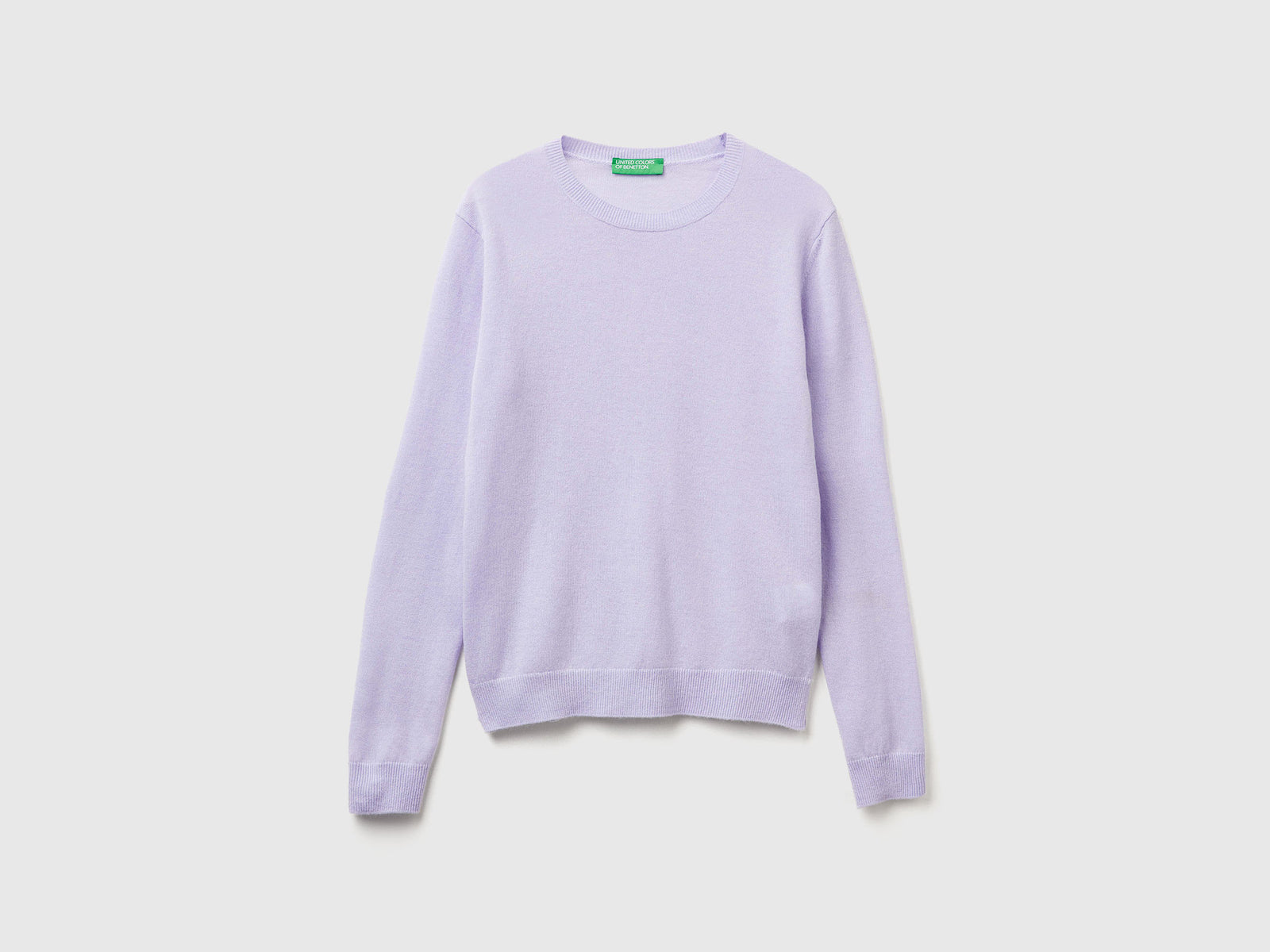 Maglia girocollo in lana Merino da donna lilla | Benetton Outlet