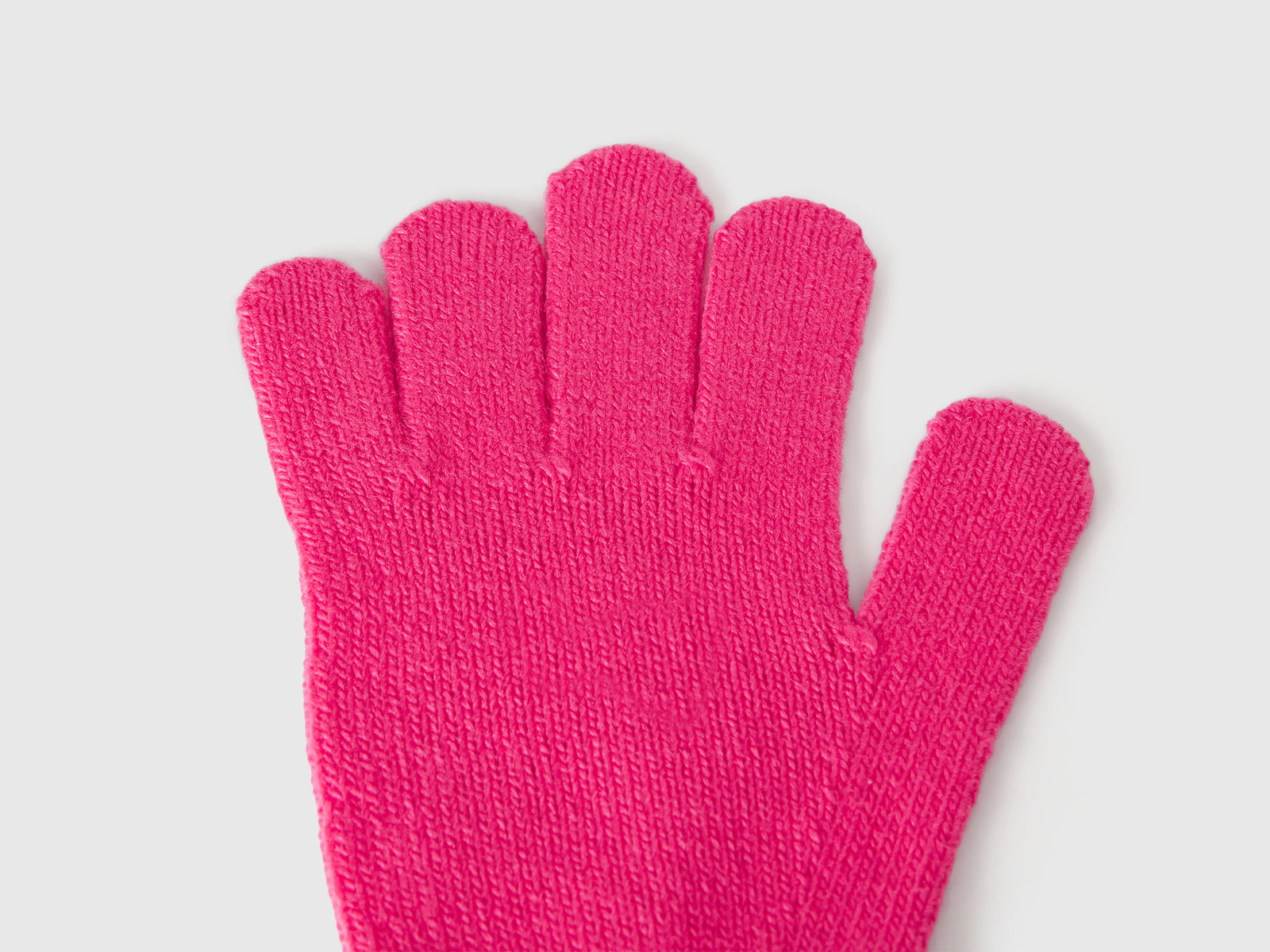 Guanti in maglia con logo da bambino fucsia 2 | Benetton Outlet