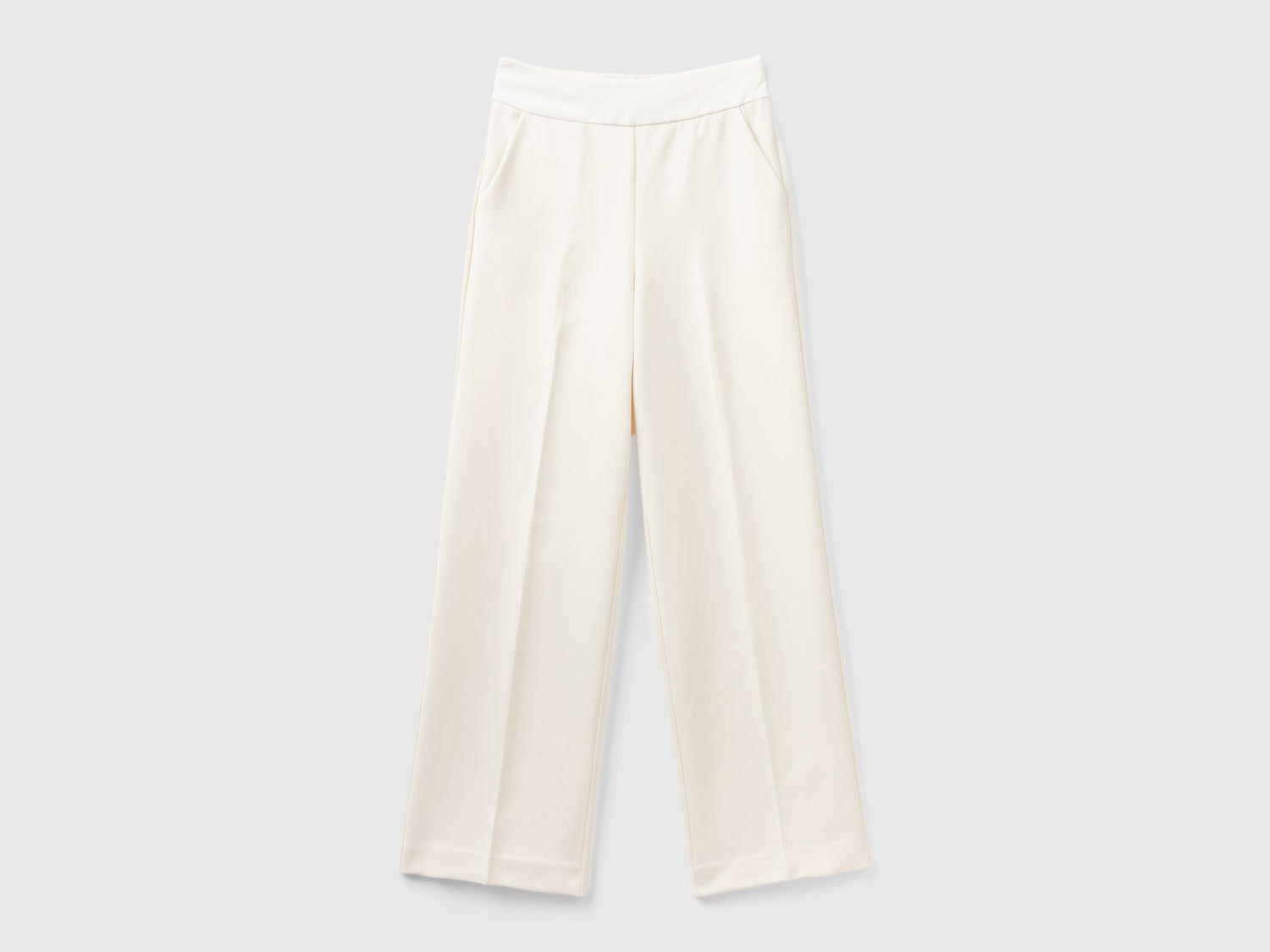 Pantaloni con cintura in raso da donna bianco panna | Benetton Outlet