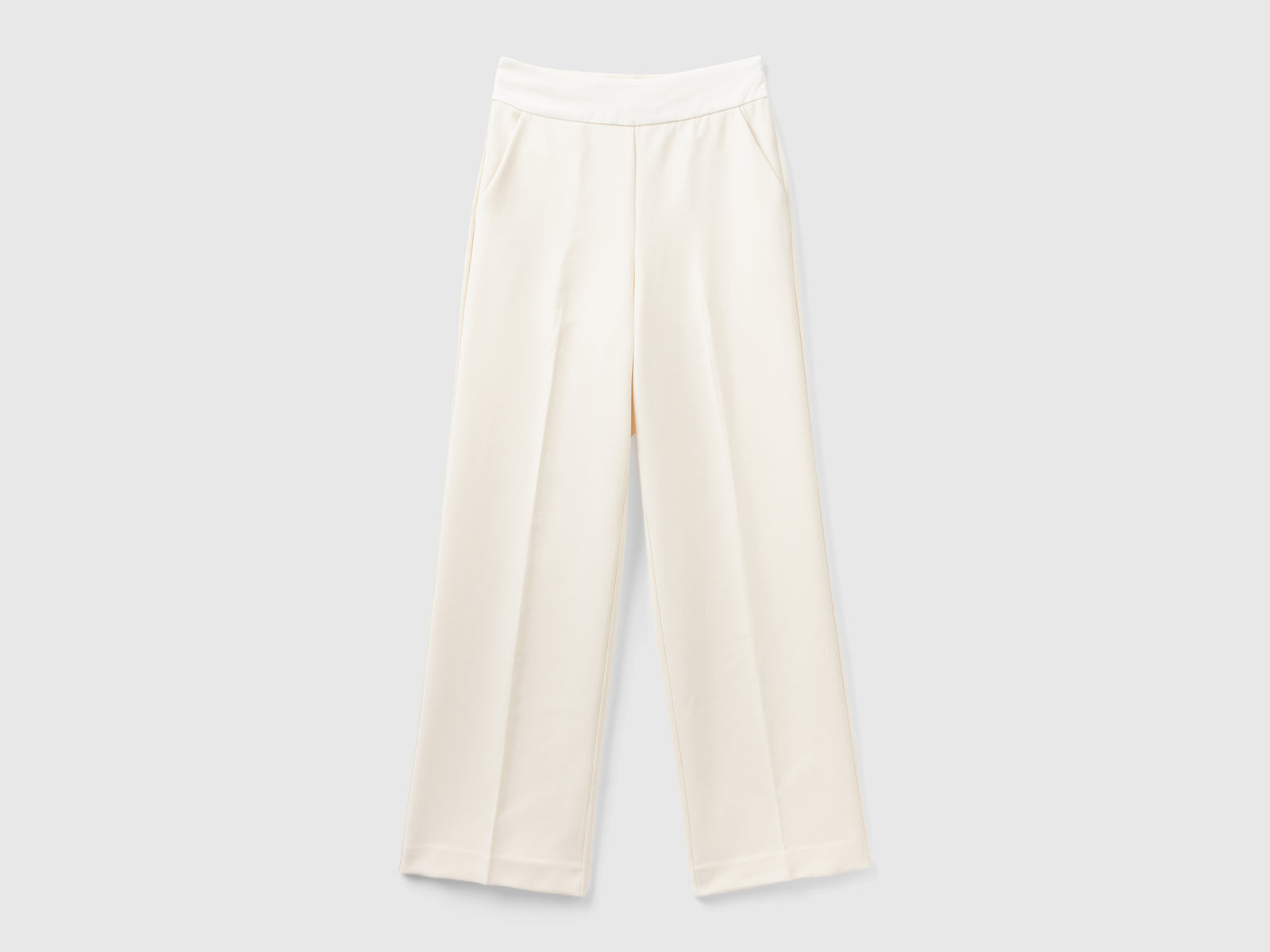 Pantaloni con cintura in raso da donna bianco panna | Benetton Outlet