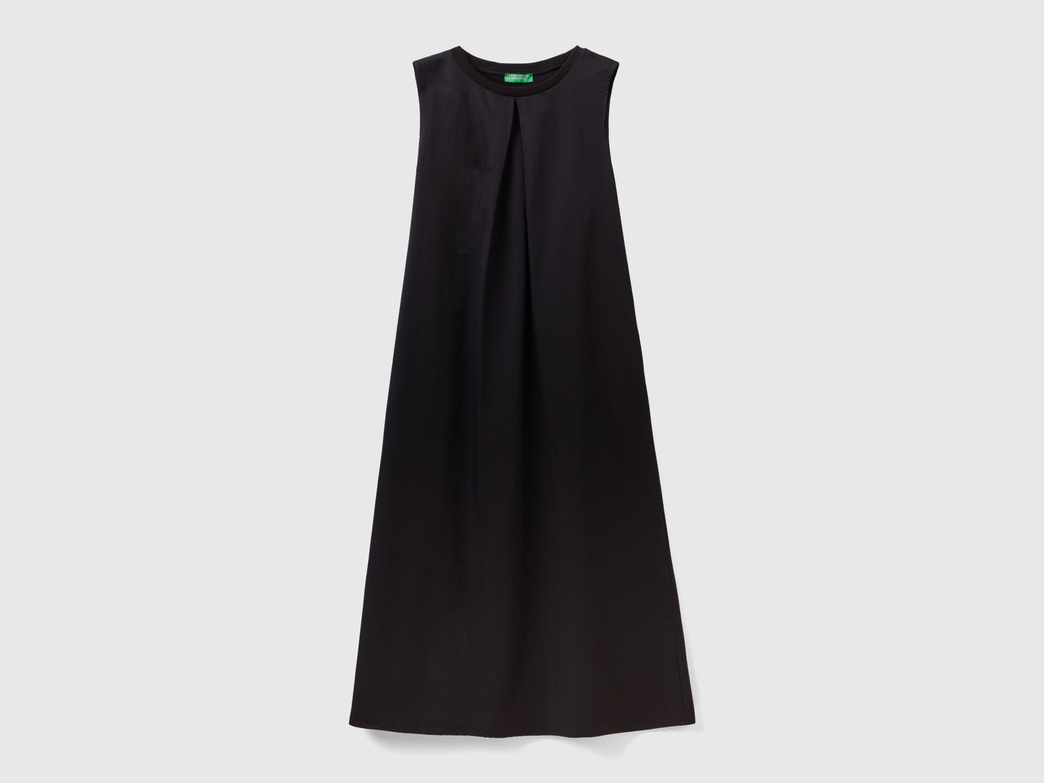 Abito girocollo smanicato in misto cotone con taglio leggermente svasato da donna nero | Benetton Outlet