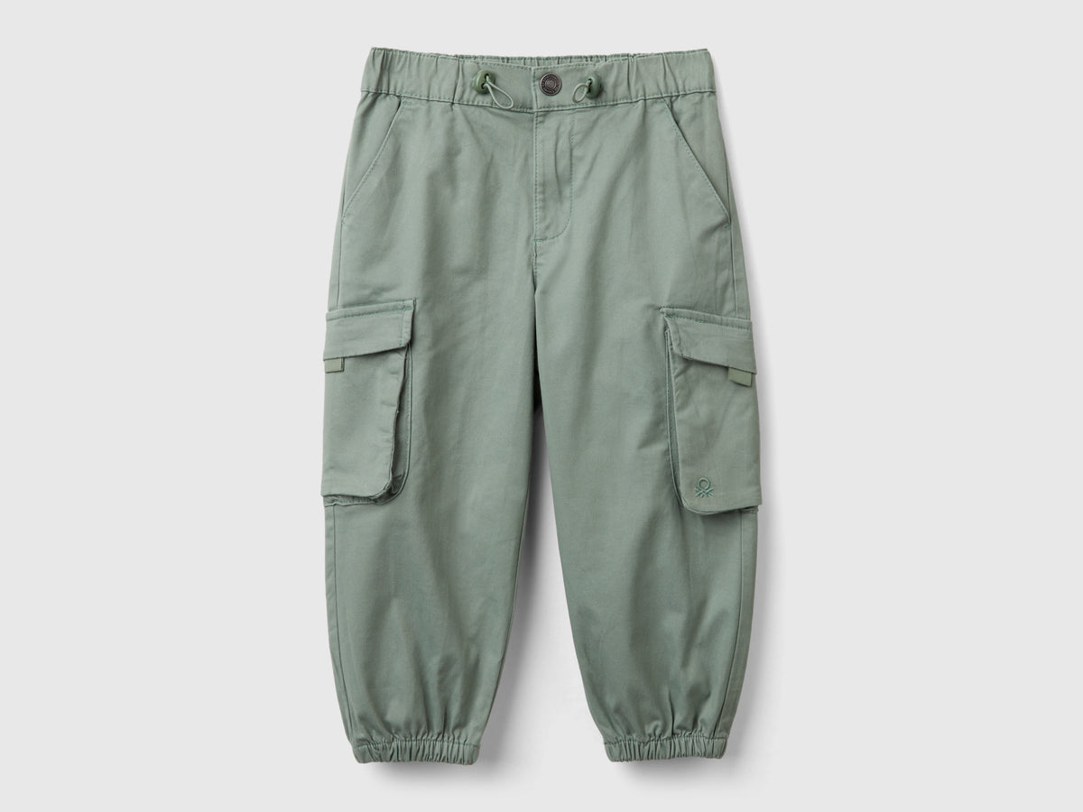 Pantaloni parachute in cotone stretch