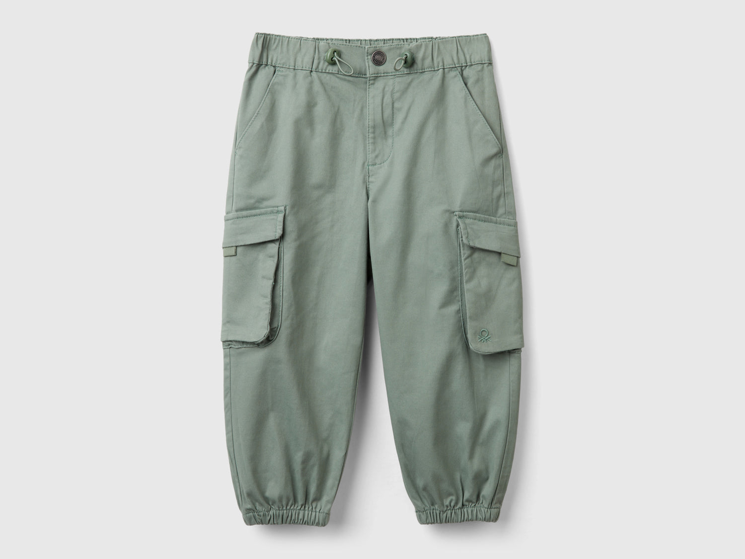 Pantaloni parachute in cotone stretch da bimbo verde chiaro | Benetton Outlet