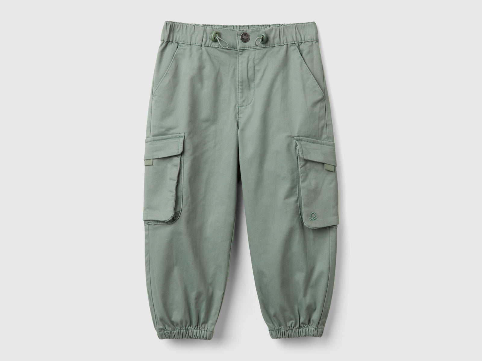Pantaloni parachute in cotone stretch da bimbo verde chiaro | Benetton Outlet