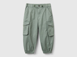 Pantaloni parachute in cotone stretch