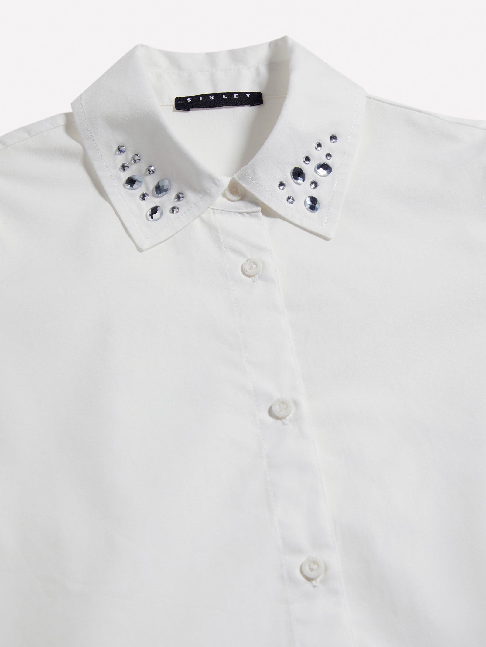 Camicia cropped con strass da bambina bianco 2 | Sisley young Outlet