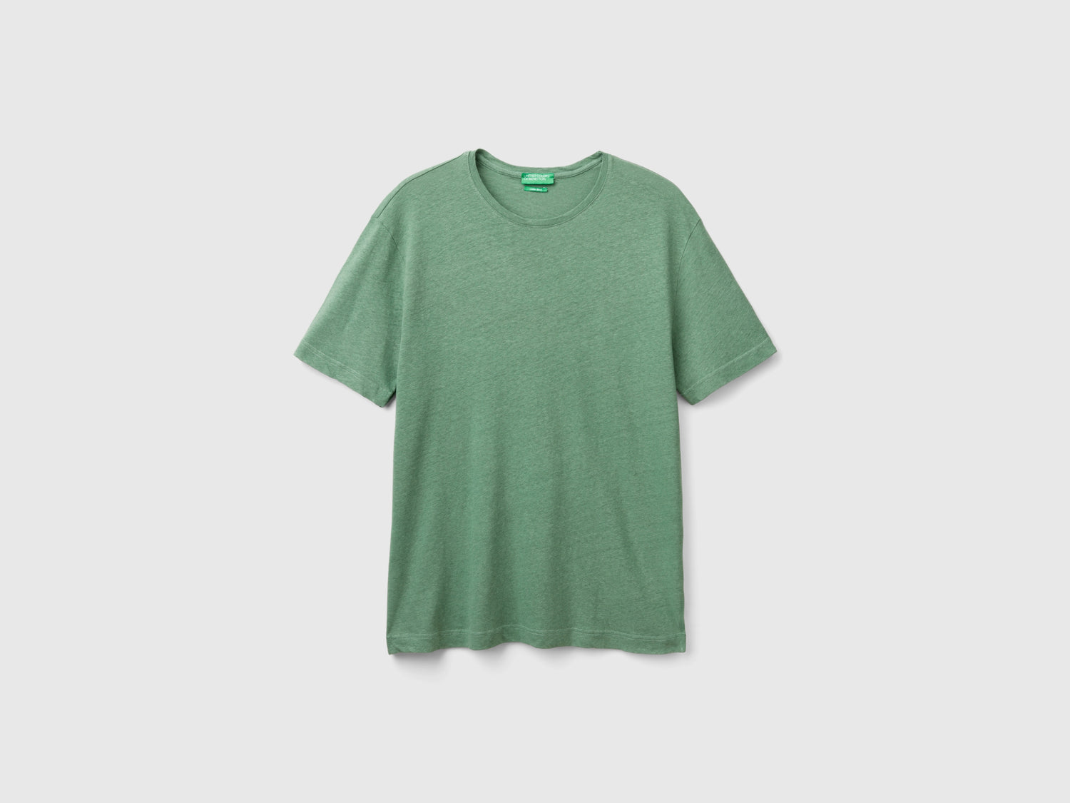 Maglietta in misto lino da uomo verde | Benetton Outlet
