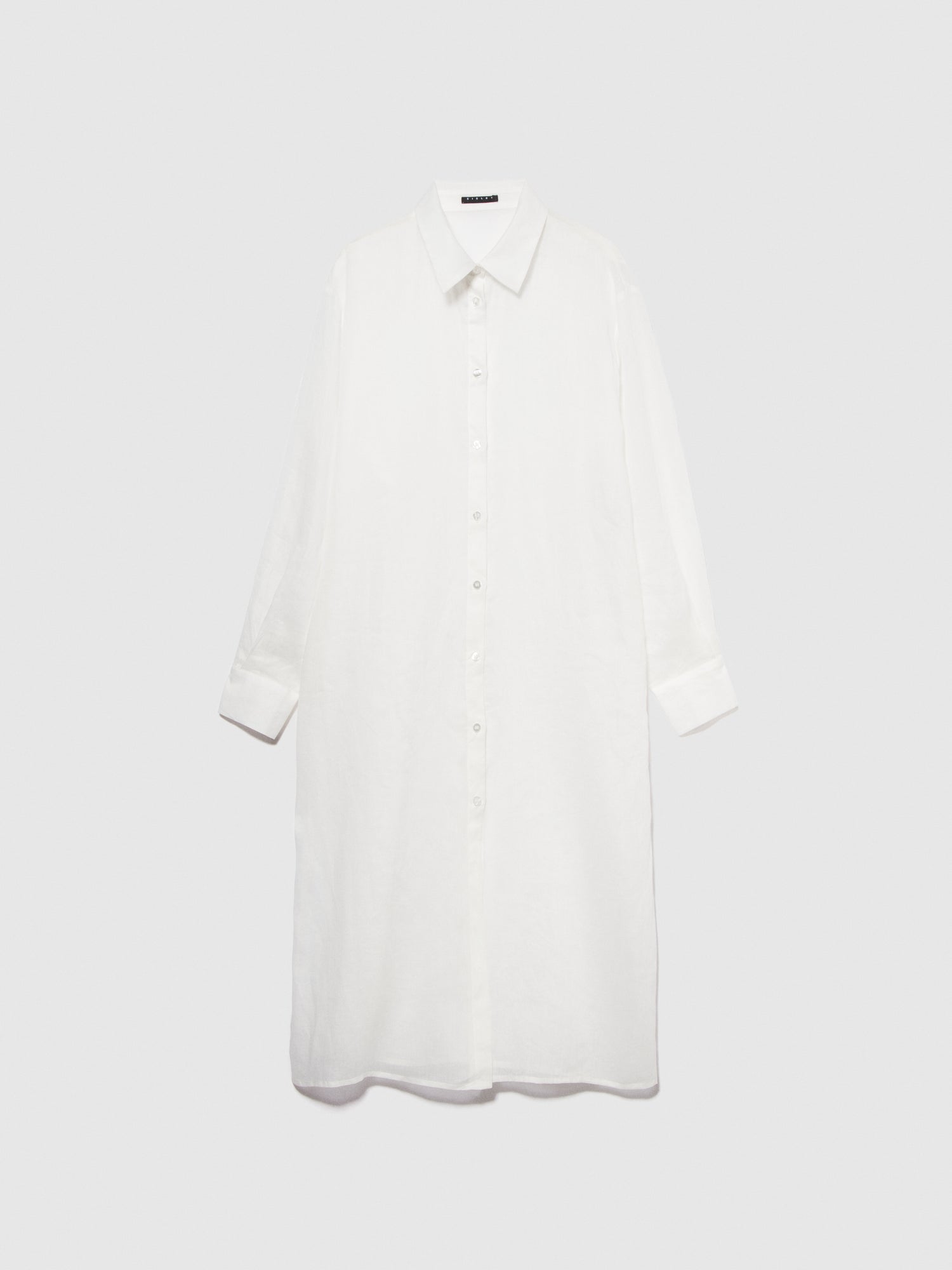 Maxi camicia in ramiè da donna bianco | Sisley Outlet